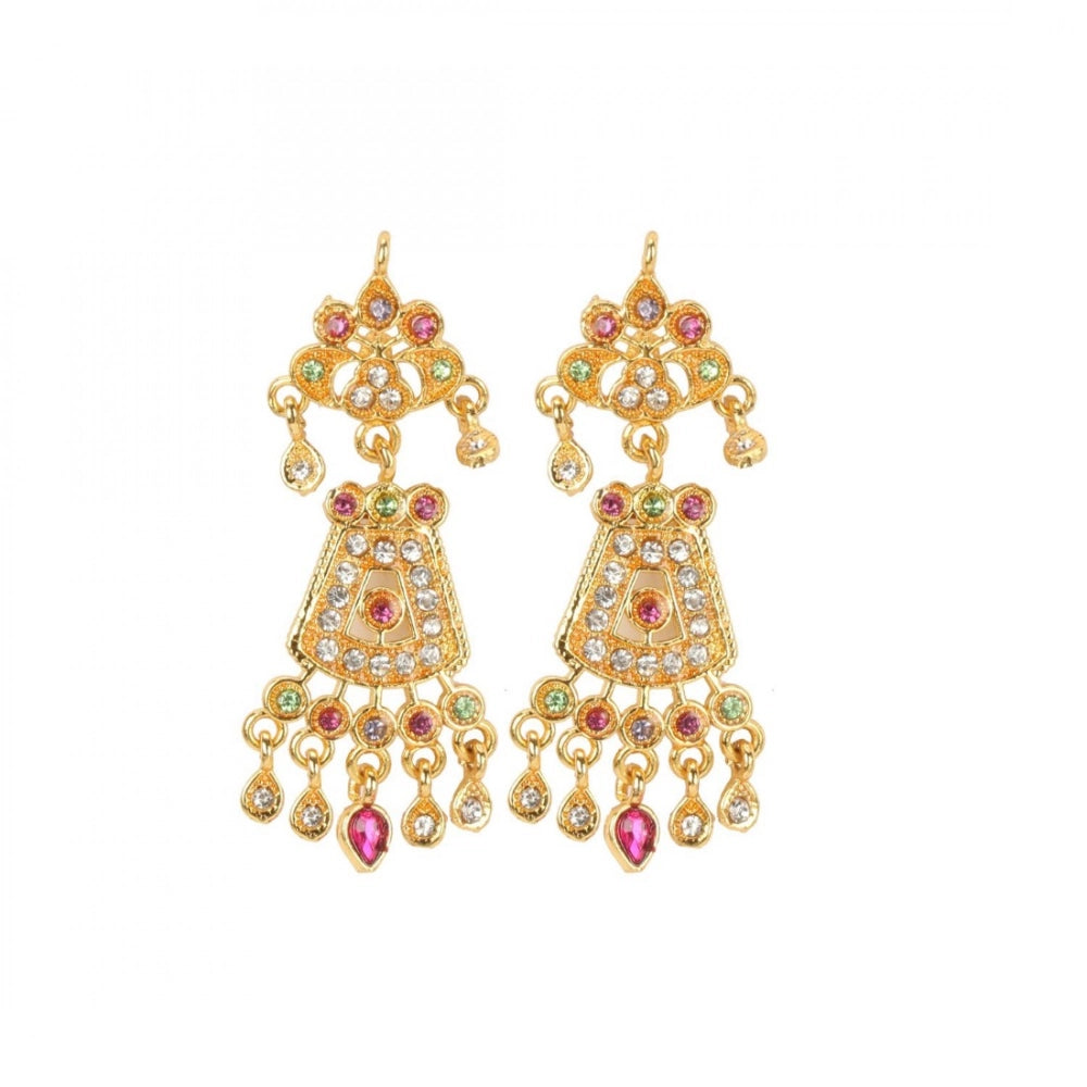 Gold-Plated And Jadau Choker Necklace With Earrings Set For Women