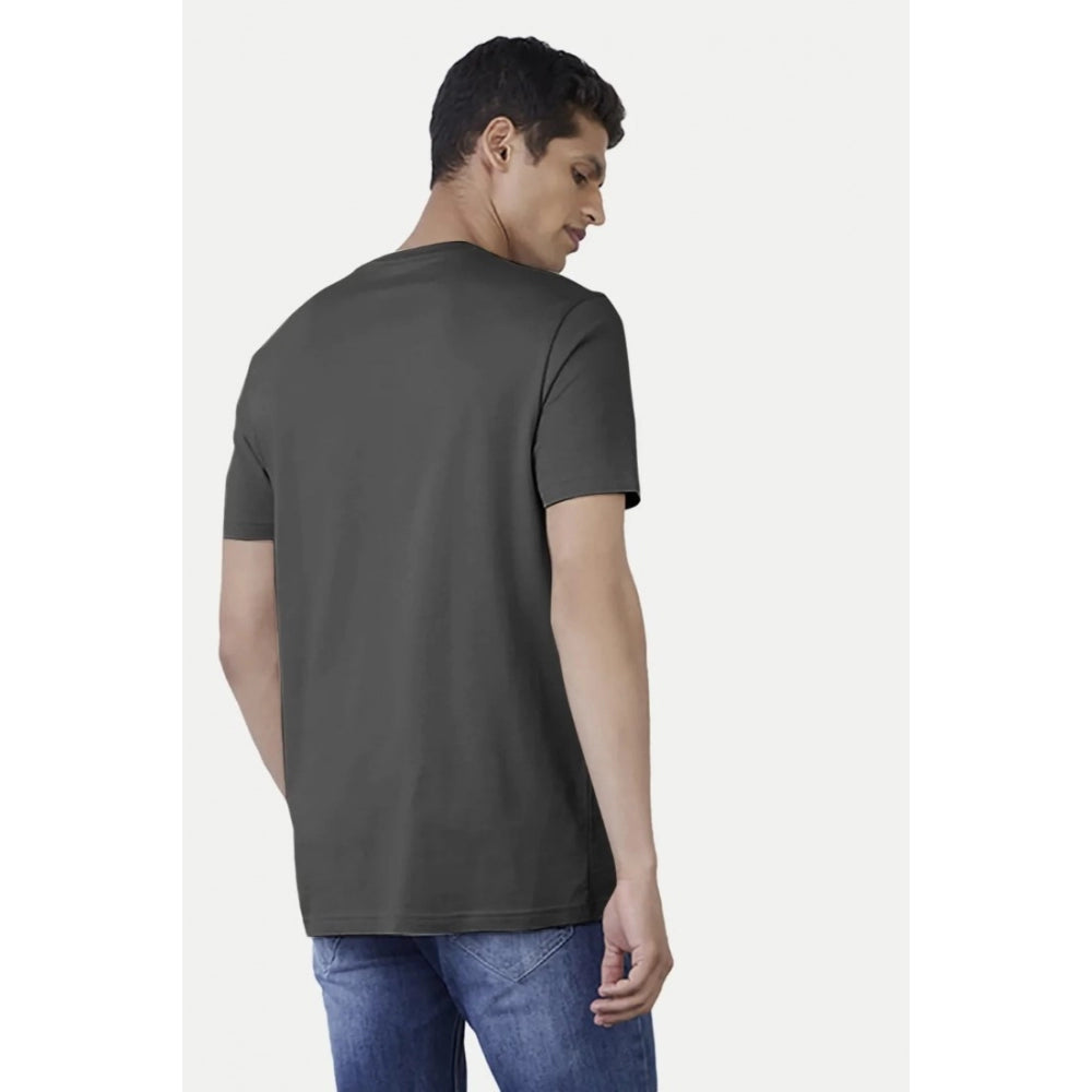 Generic Men's Casual Half sleeve Printed Cotton Crew Neck T-shirt (Black)