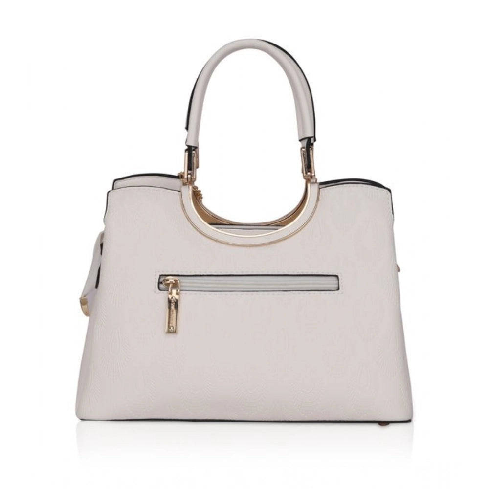 Generic Women's Faux Leather Printed Adjustable Long Belt Handbag (White)