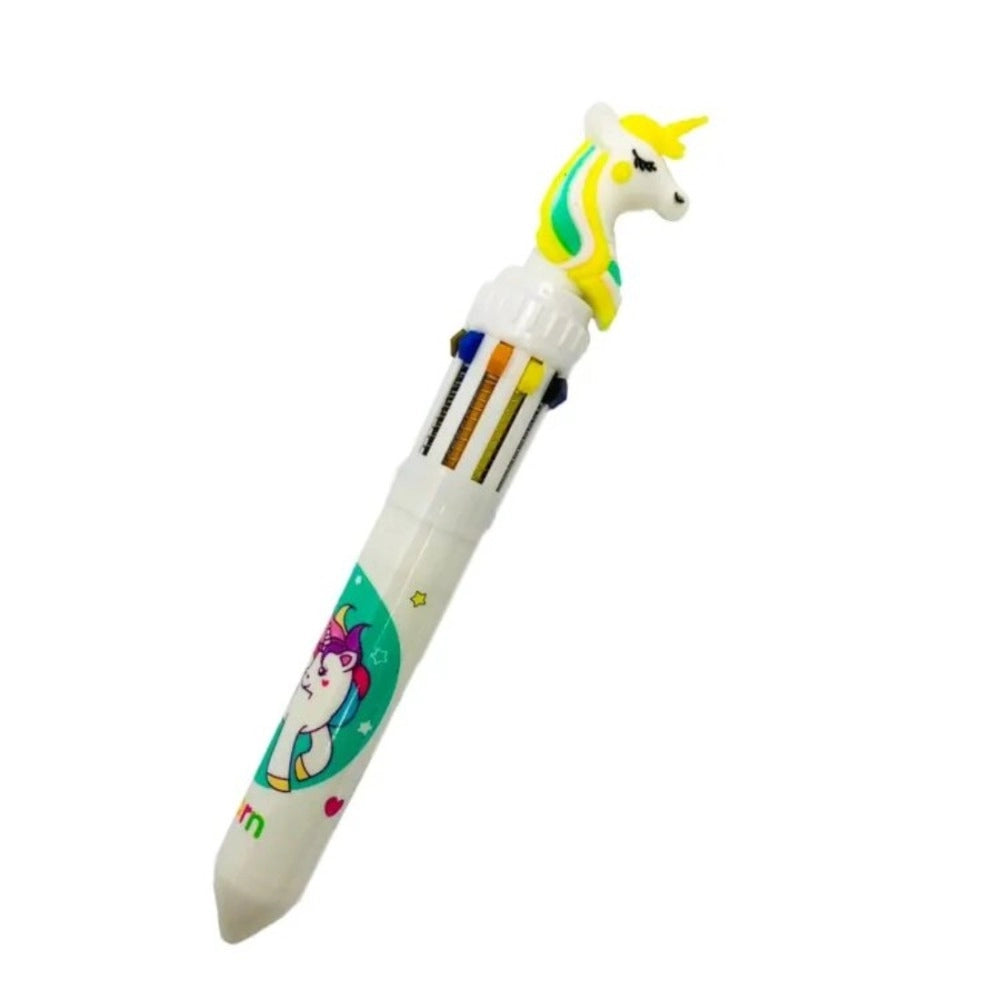 Pack Of_3 Unicorn Cartoon character 10 in 1 Multicolour Ink Ballpoint Pen | Plastic | Stationery | 3+ Years
