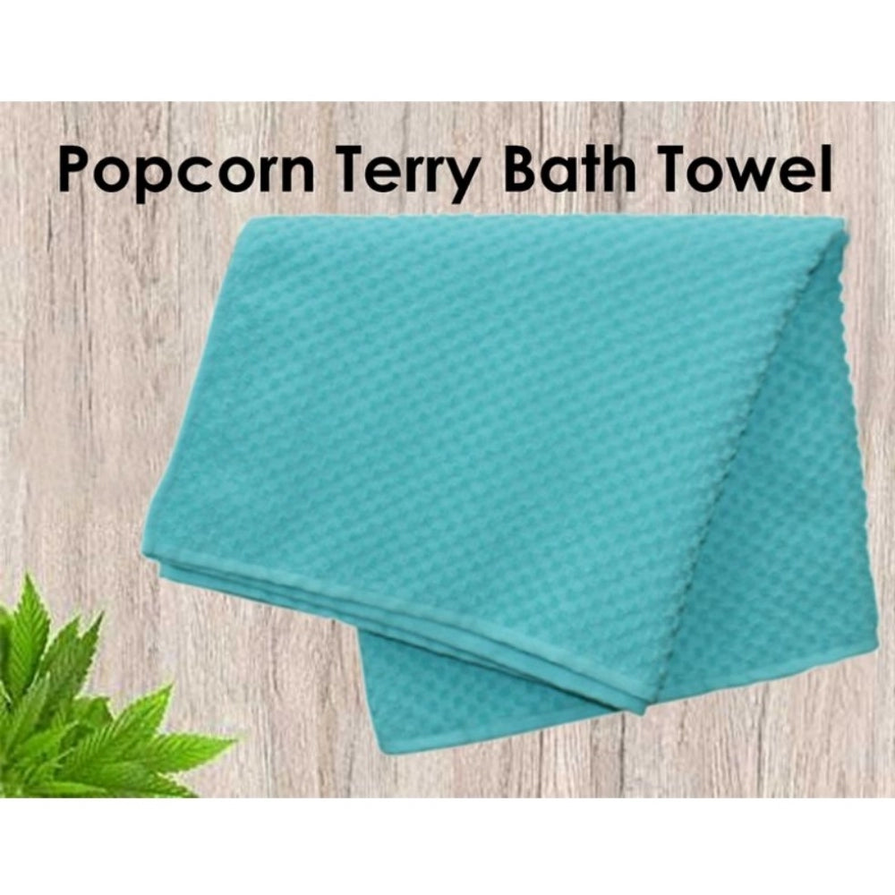 Generic Cotton Popcorn Weave Bath Towels (Aqua Blue, Size: 28x59 In)
