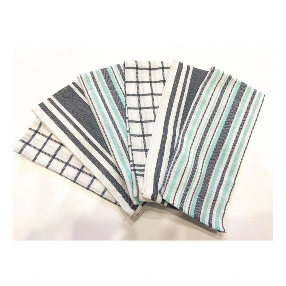 Generic Pack Of_6 Cotton Checkered Kitchen Towel Sets (Grey, Size: 18x28 In)