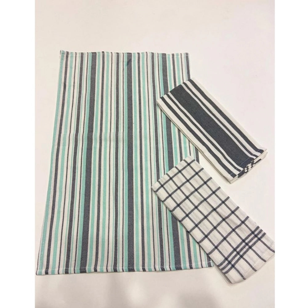 Generic Pack Of_6 Cotton Checkered Kitchen Towel Sets (Grey, Size: 18x28 In)