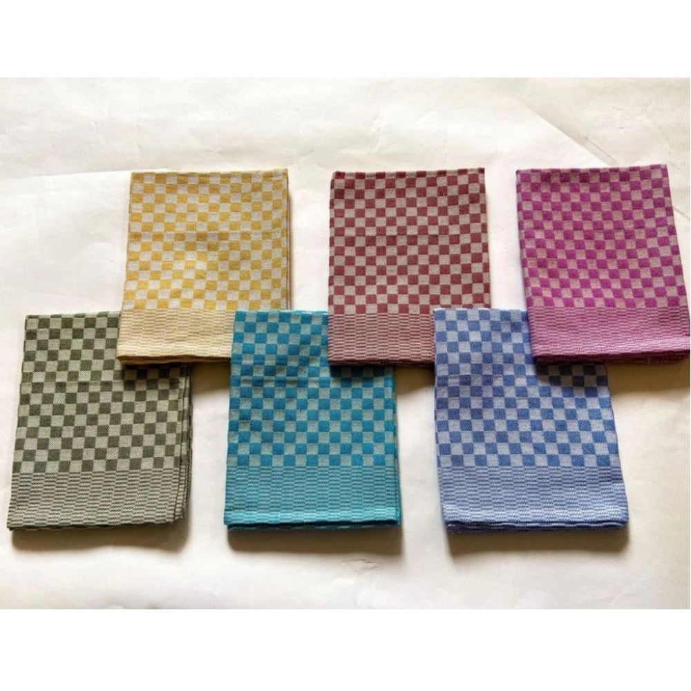 Generic Pack Of_6 Cotton Checkered Kitchen Towel Sets (Maroon, Size: 18x28 In)