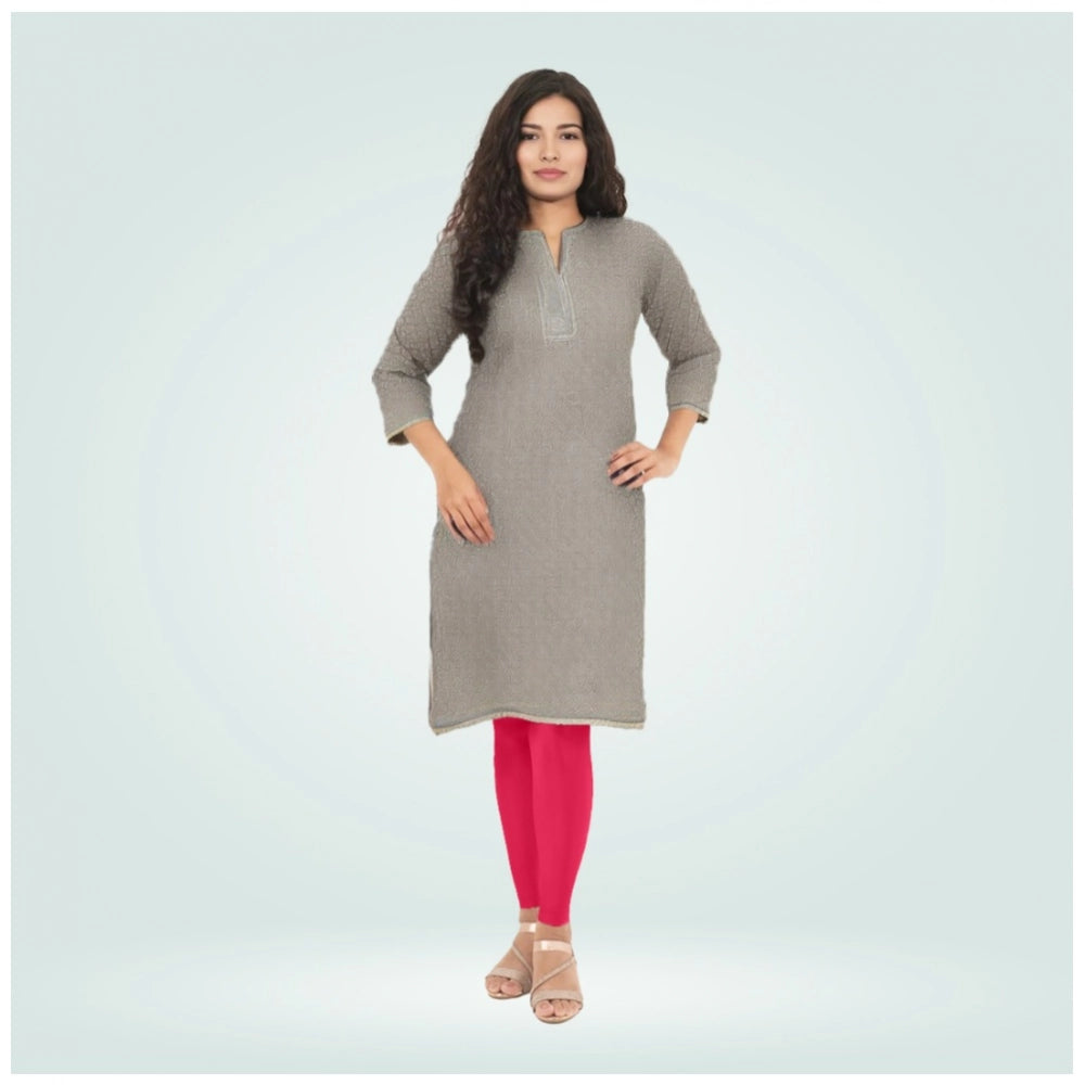 Generic Women's Cotton Blended Solid Shimmer Ankle leggings (Rani)