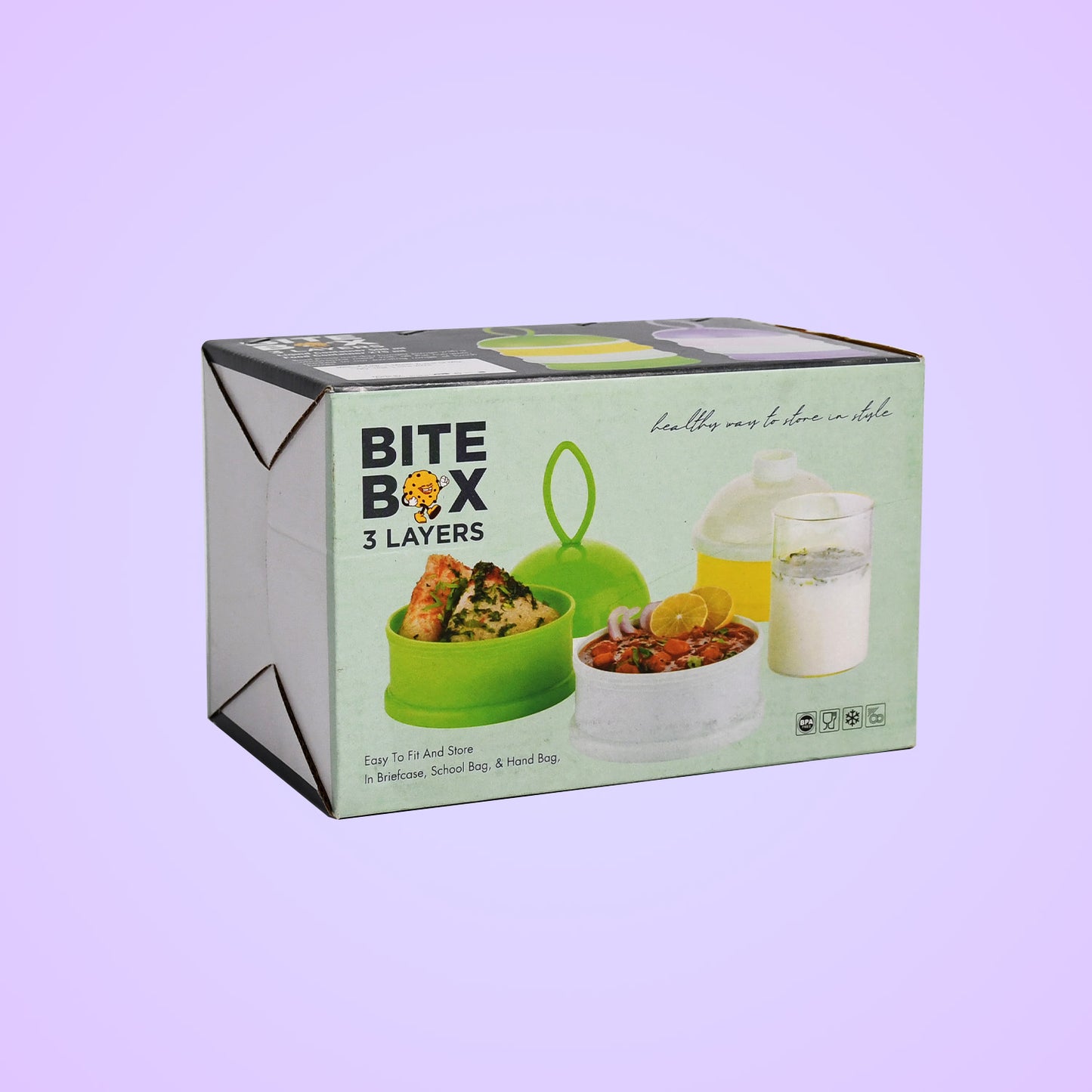 5924a 3 Layer Lunch Box Unique Design Bite Lunch Box With Liquid Food Container Lunch Box (Green)