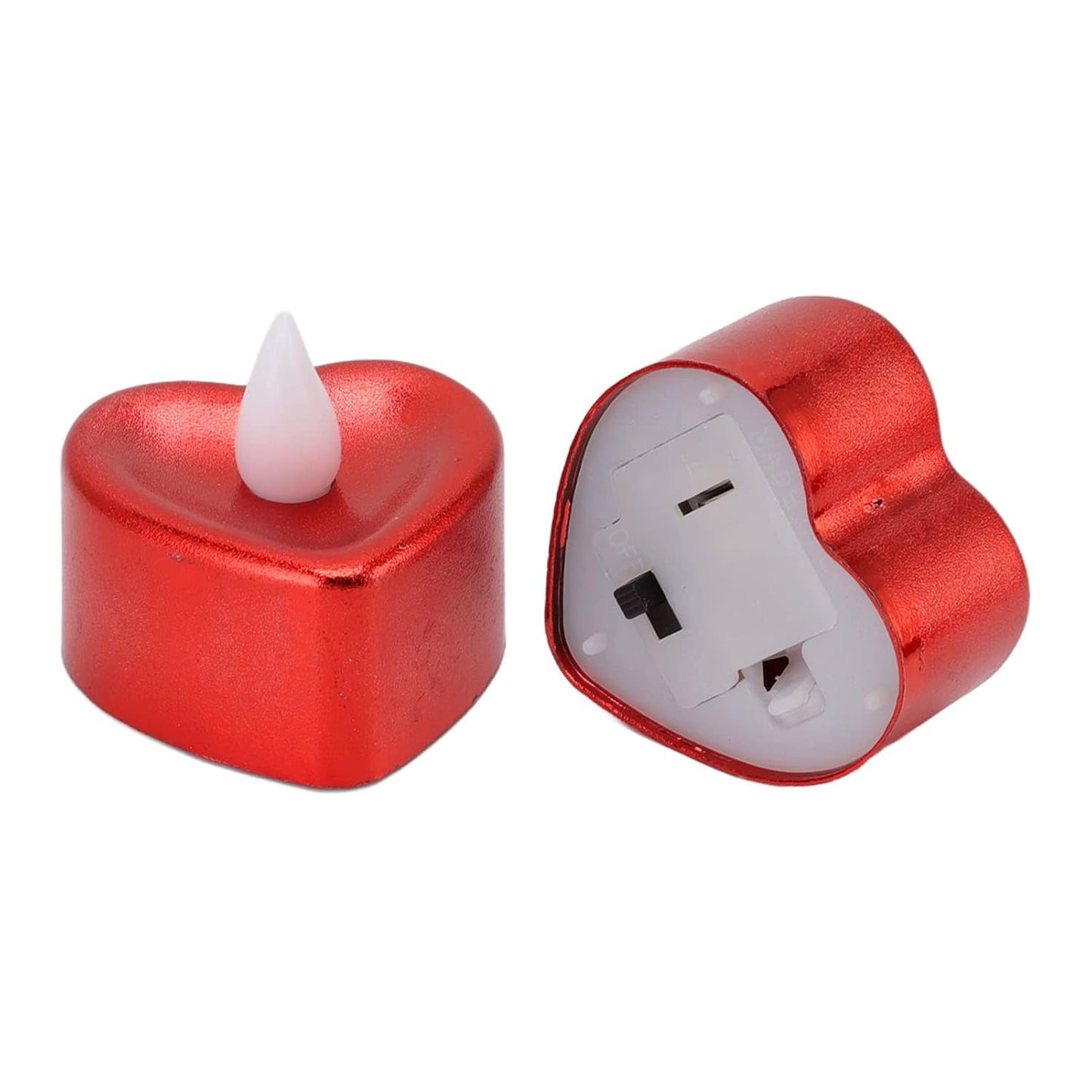 Heart Shaped Led Tea Light Candles (Mix Color 12 Pc)