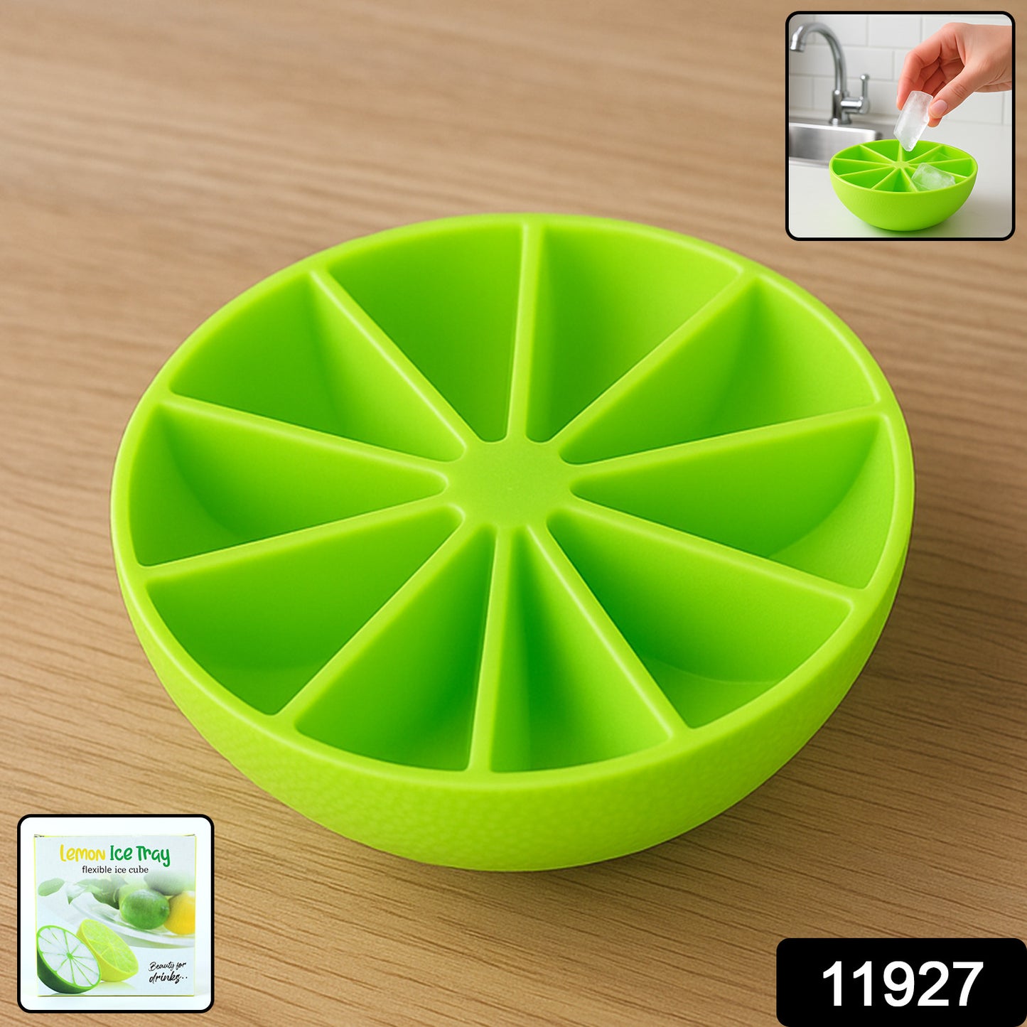 Lemon Shape Flexible Silicone Ice Cube Tray 8-slot Round Ice Mold (1 Pc)
