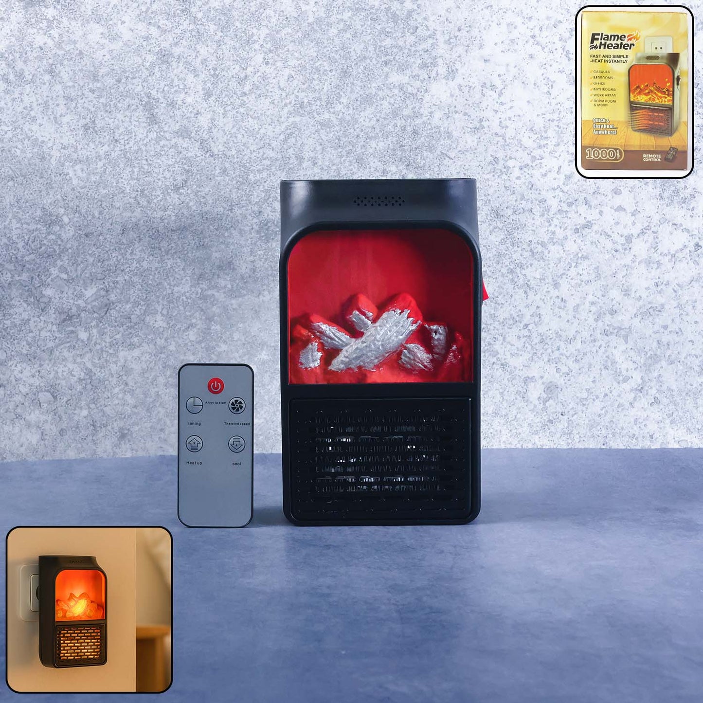 Portable Electric Fireplace Lamp Led Flame Heater (1000w 1 Pc)