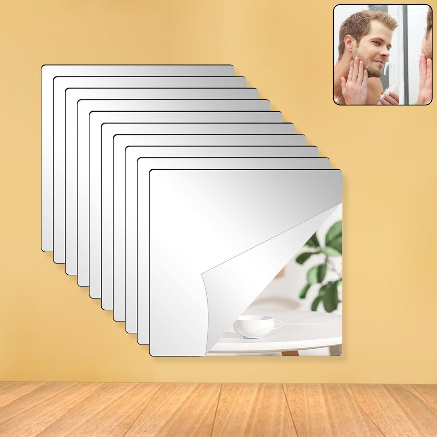 Flexible Acrylic Mirror Set (30x30 Cm 10 Pcs Set)