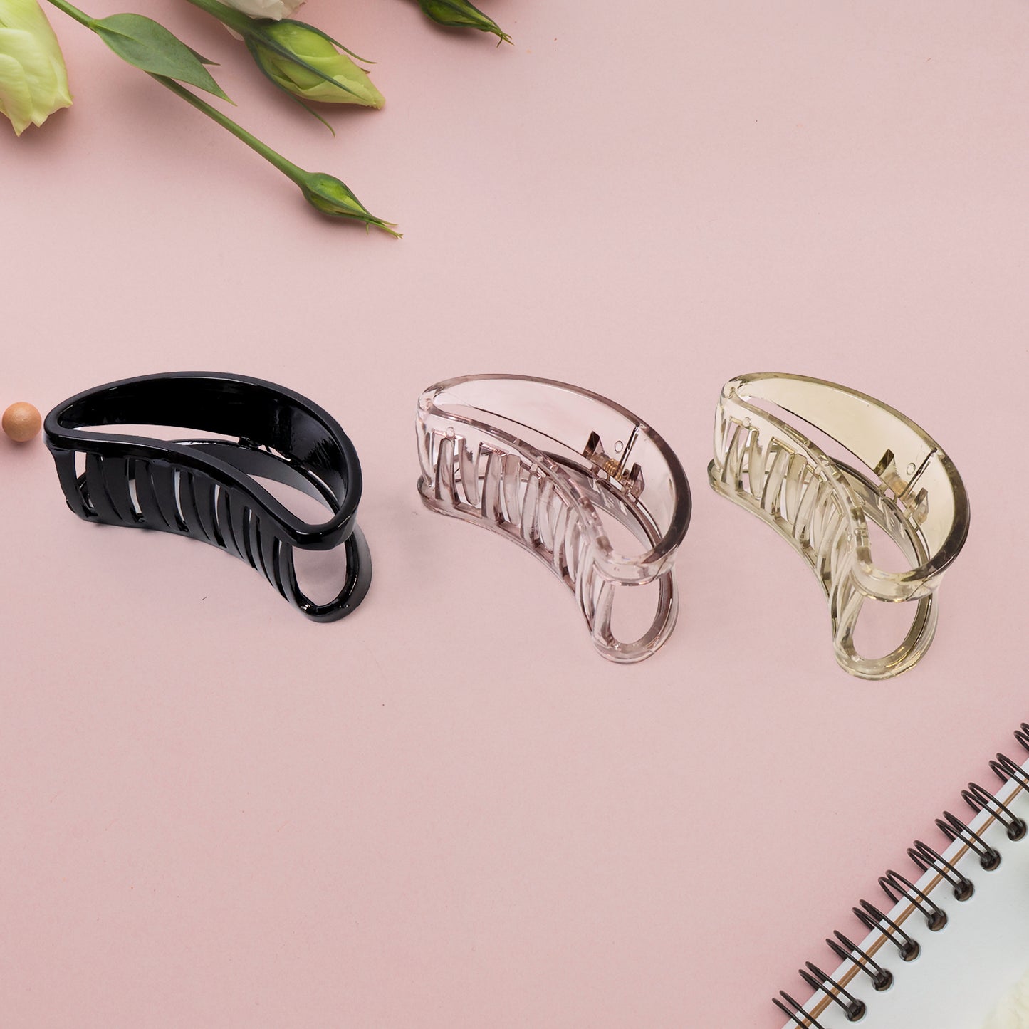 Plastic Hair Clamp Grip Simple Matte Hair Barrette Clamp (12 Pc)