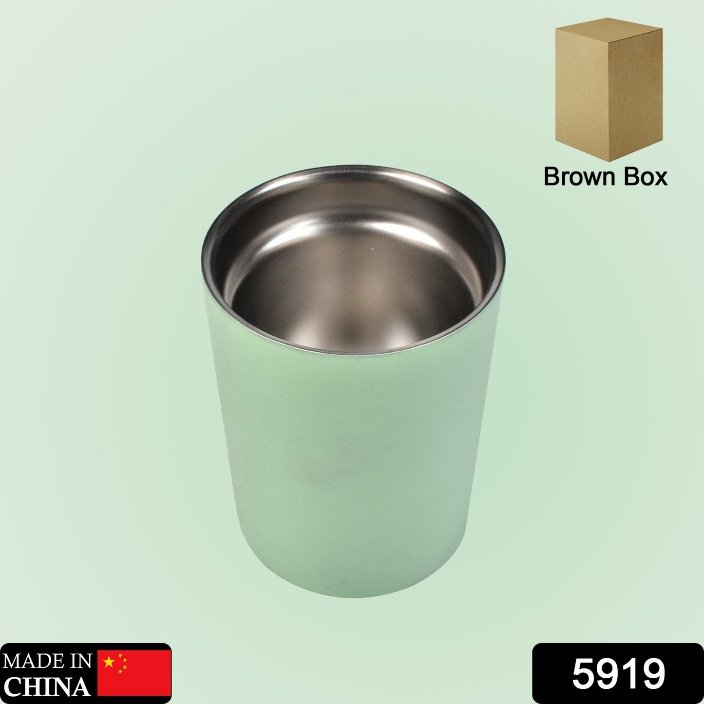 5919 Vacuum Glass 304 Stainless Steel Home Office Lidless Anti-scald Water Cup Drink Mug