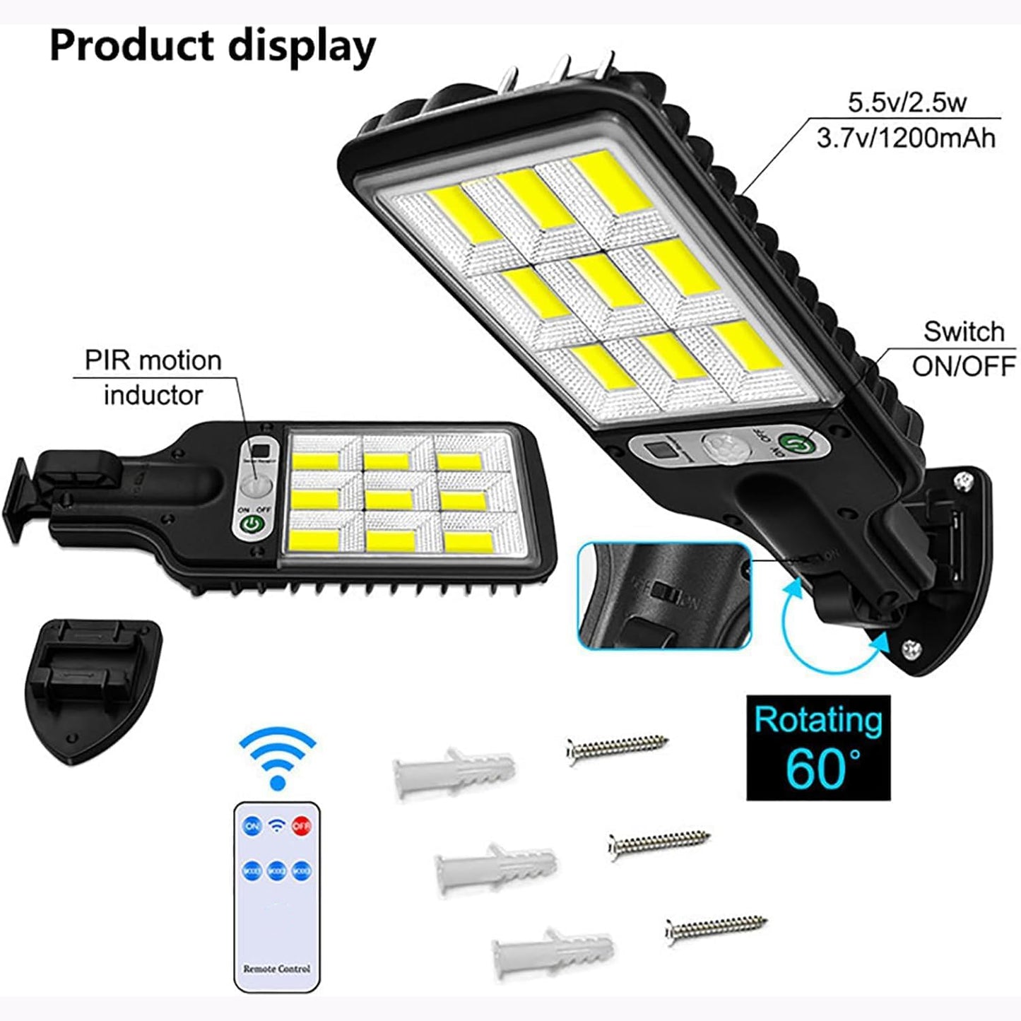High-power Solar Led Street Light With Motion Sensor Remote Control