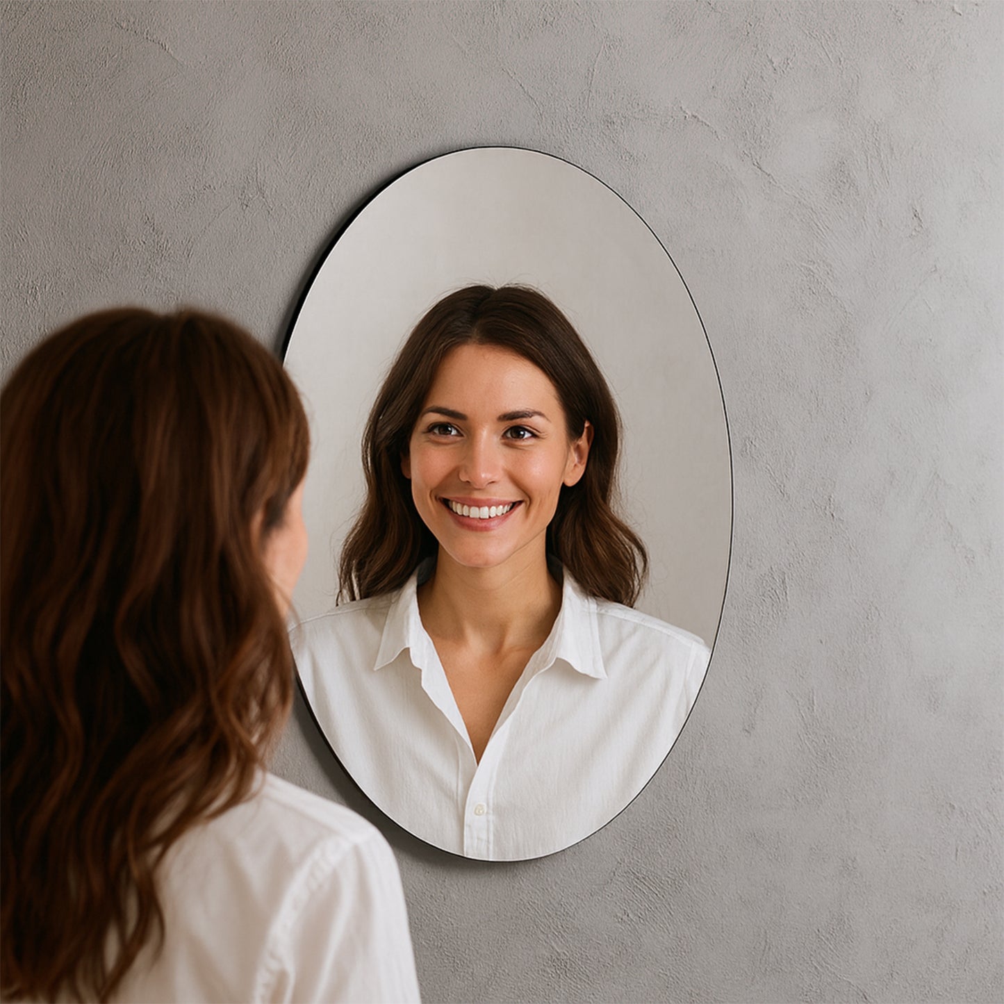 Elegant Oval Frameless Wall Mirror For Home Office Decor (6 Pc)