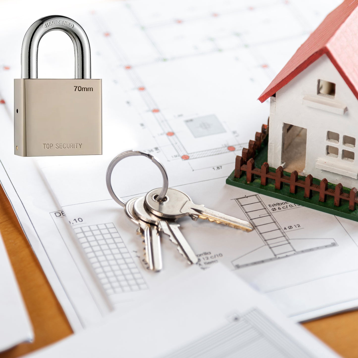 1690 Heavy Steel Premium Square Padlock 70mm With 4 Keys Multipurpose Hardened Shackle Padlock For Door Gate Shutter And Home