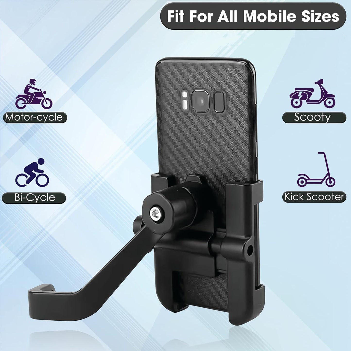 Full Metal Body Bike Scooty 360 Degree Rotating Mobile Holder Stand For Bicycle Motorcycle Scooty For Maps And Gps Navigation Fits All Smartphones (1 Pc)