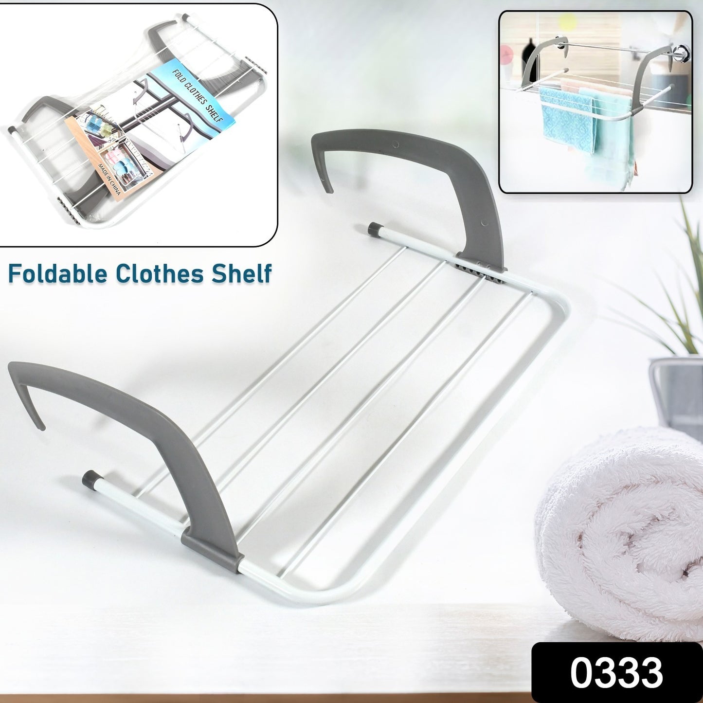 0333 Metal Steel Folding Drying Rack For Clothes Balcony Laundry Hanger For Small Clothes Drying Hanger Metal Clothes Drying Stand Socks And Plant Storage Holder Outdoor Indoor Clothes-towel Drying Rack Hanging On The Door Bathroom