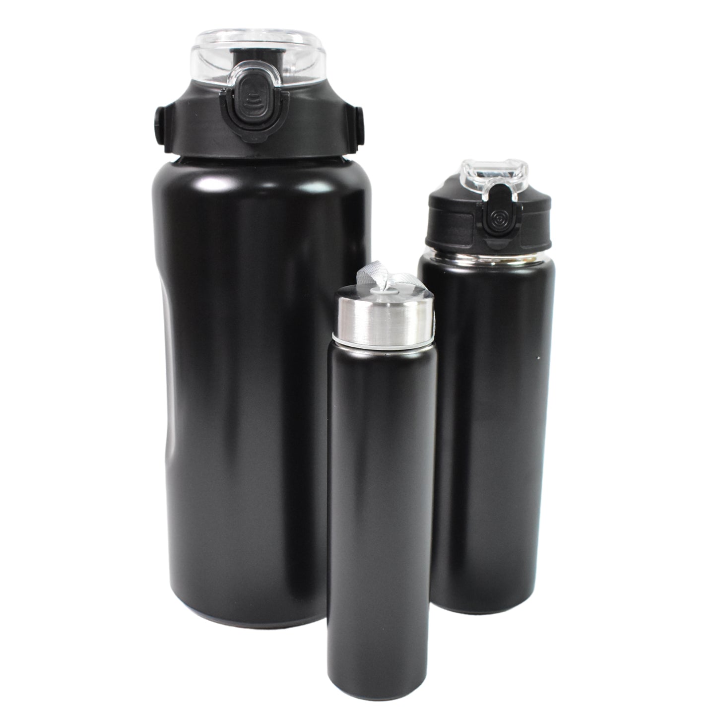 3 In 1 Stainless Steel Insulated Water Bottle Double Wall Vacuum (3 Pcs Set Different Size)