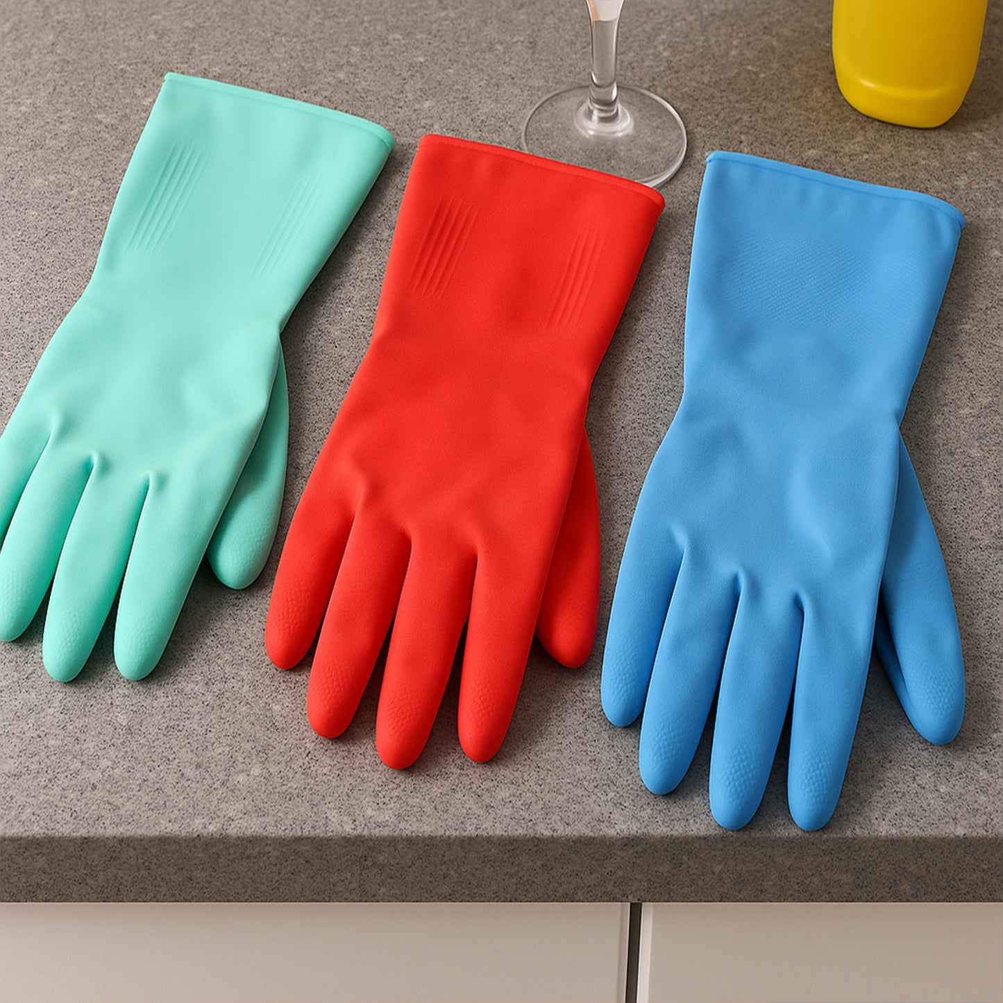 Long Cuff Multipurpose Rubber Cleaning Gloves (1 Pair Mix Color)