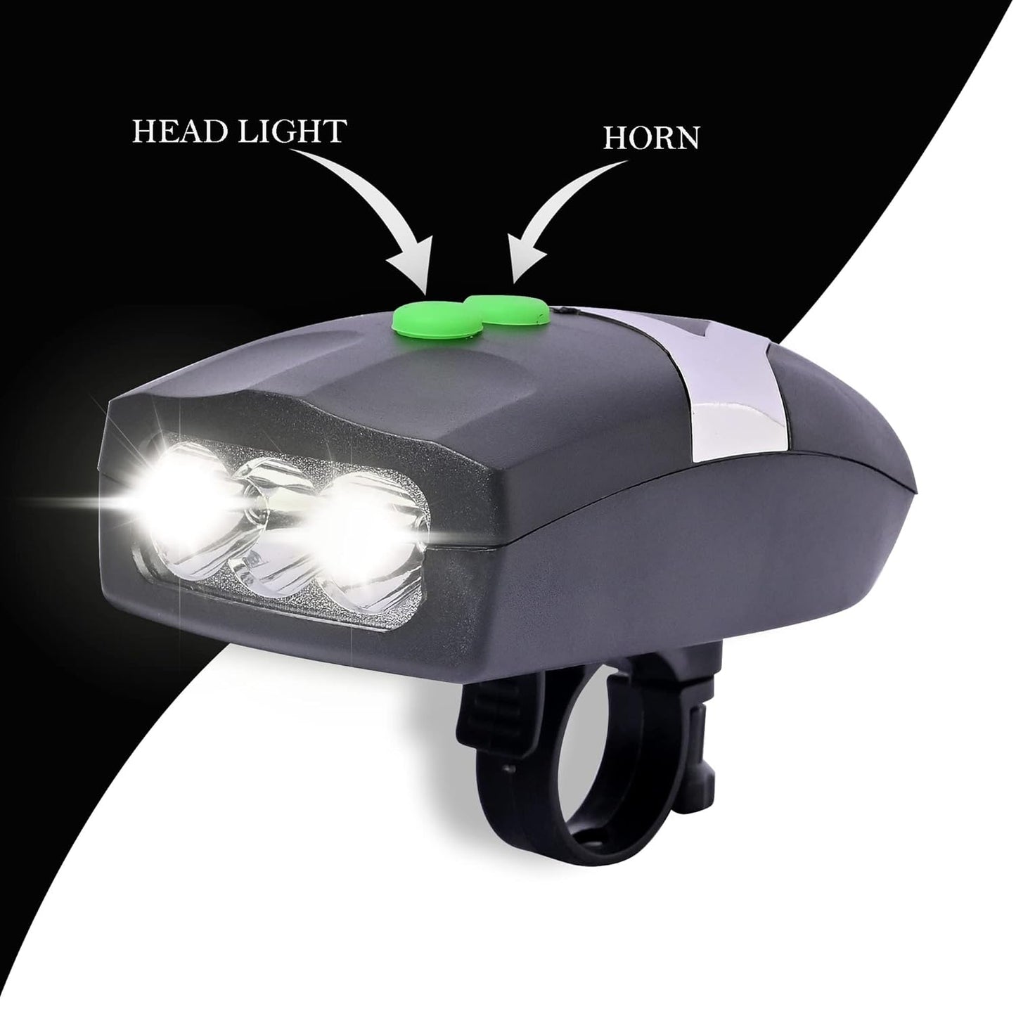 Bicycle 3 Led White Headlight Lamp (1 Pc Battery Not Included)