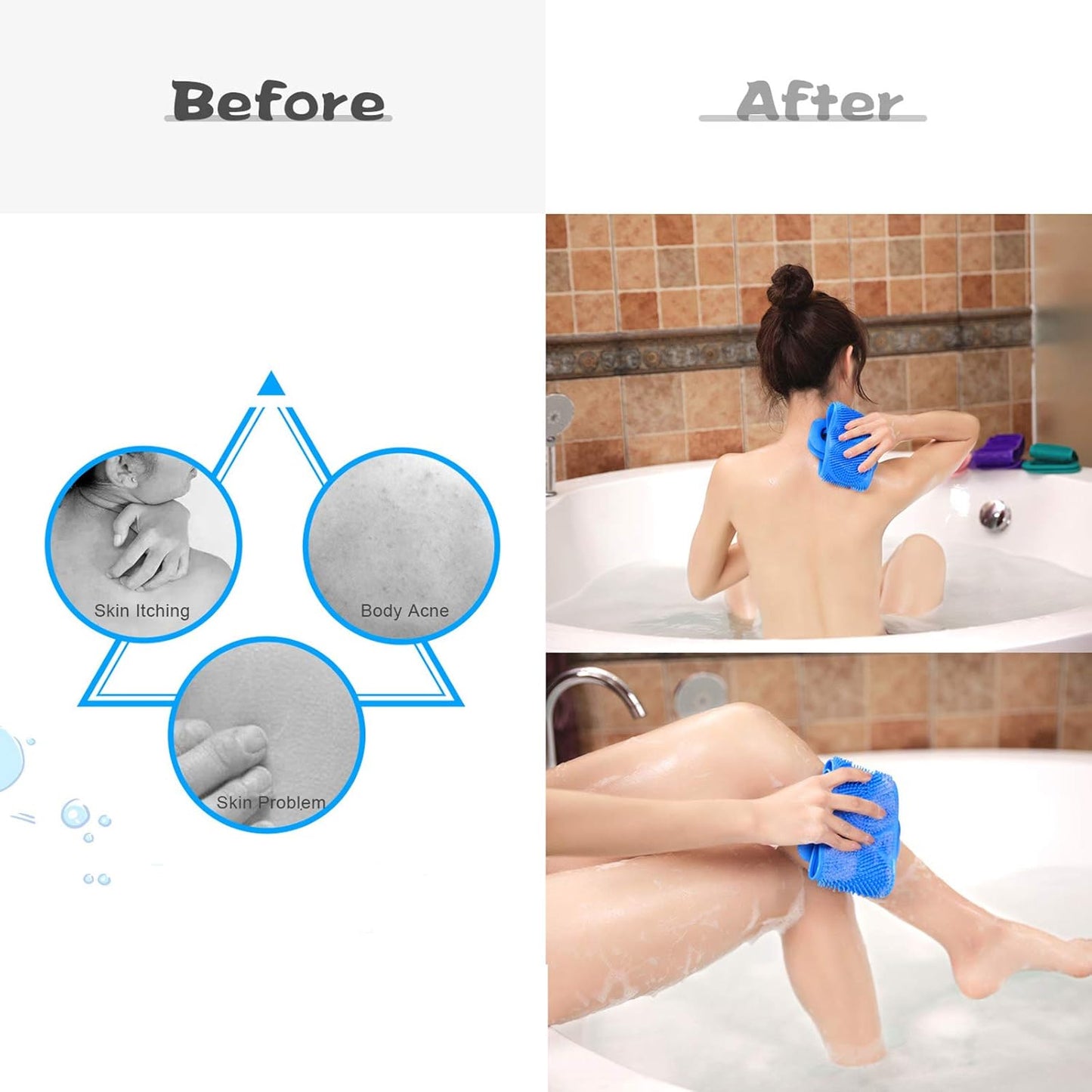 Silicone Body Scrubber Silicone Bath Body Brush (1 Pc 24 Inch)