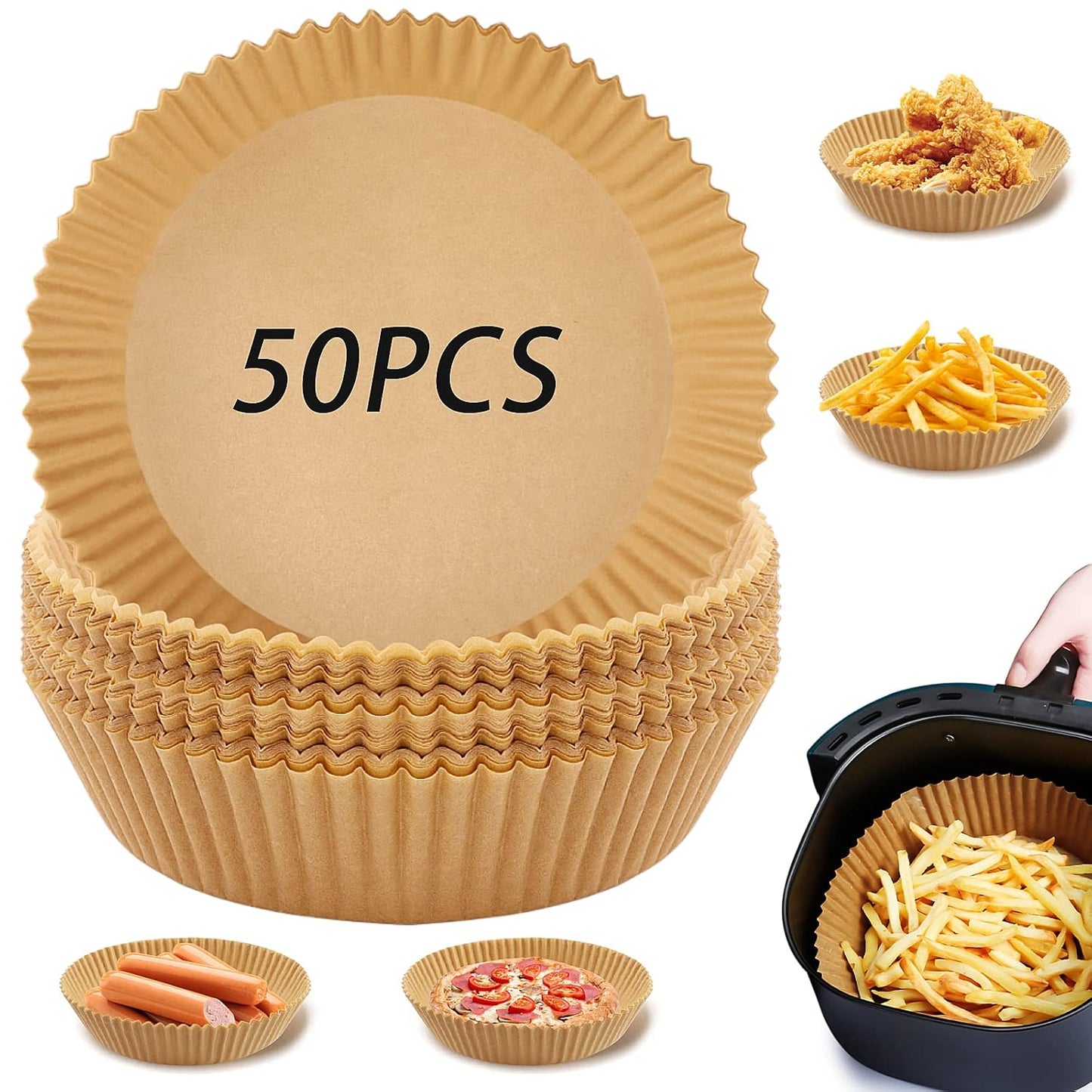 Round Air Fryer Disposable Paper Liner (50 Pcs Set 160mmx45mm)