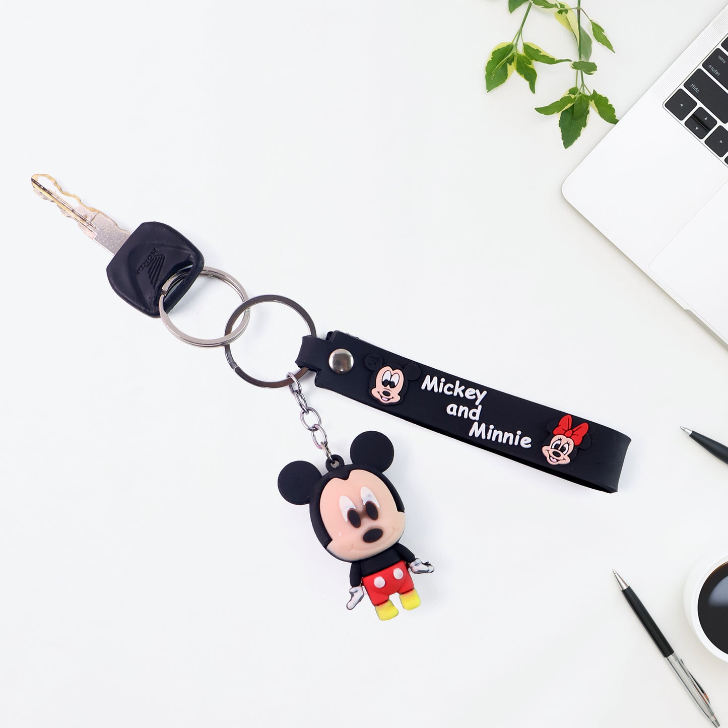 Cute Cartoon Silicone 3d Key Chain With Metal Hook Strap (Pack Of 1)