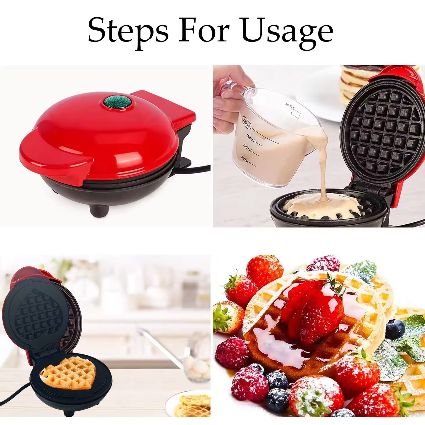 Mini Waffle Maker Machine Waffle Iron Home Appliances Kitchen Gift Easy To Clean On-stick Surfaces Perfect Breakfast Dessert Sandwich Pan Cakes Paninis Other Snacks Machine