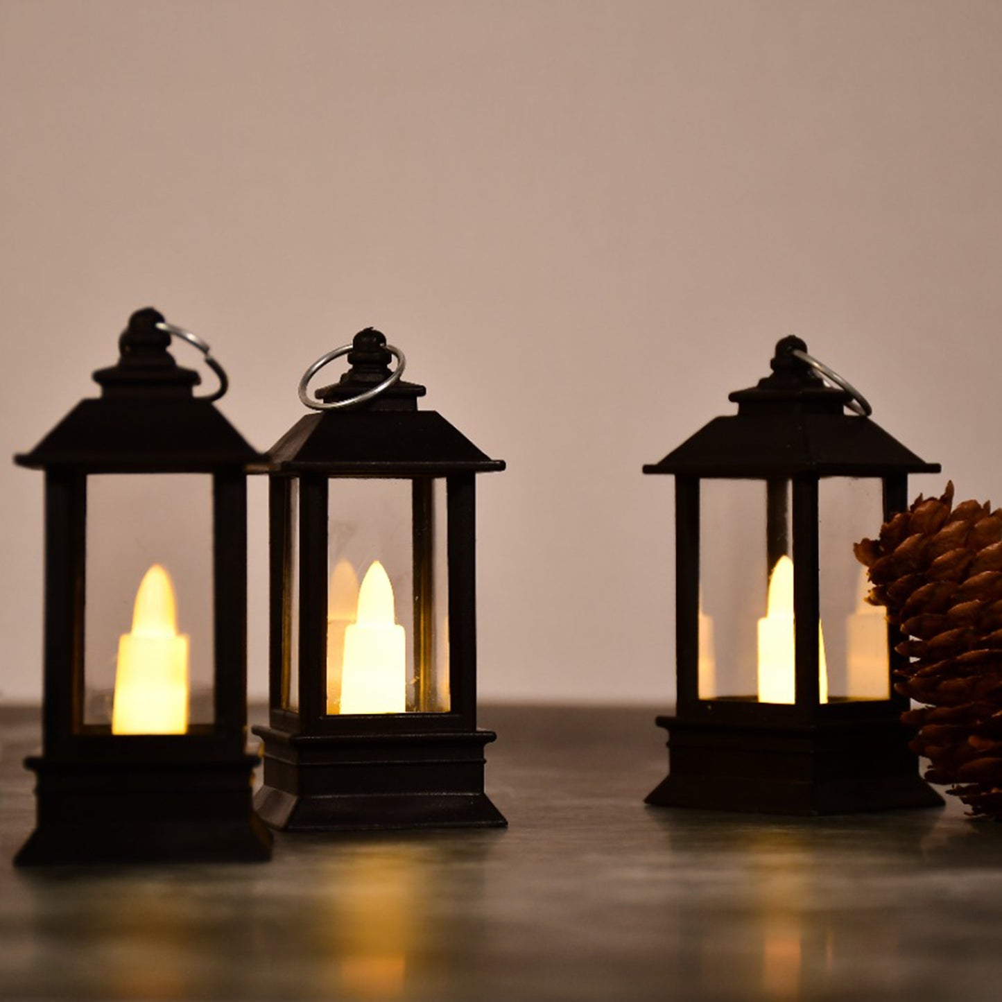 6555 Classic Style Lantern With Artificial Rustic Battery-operated Flameless Candle Light For Home Decoration - Good For Indoor Outdoor Use (Pack Of 24)