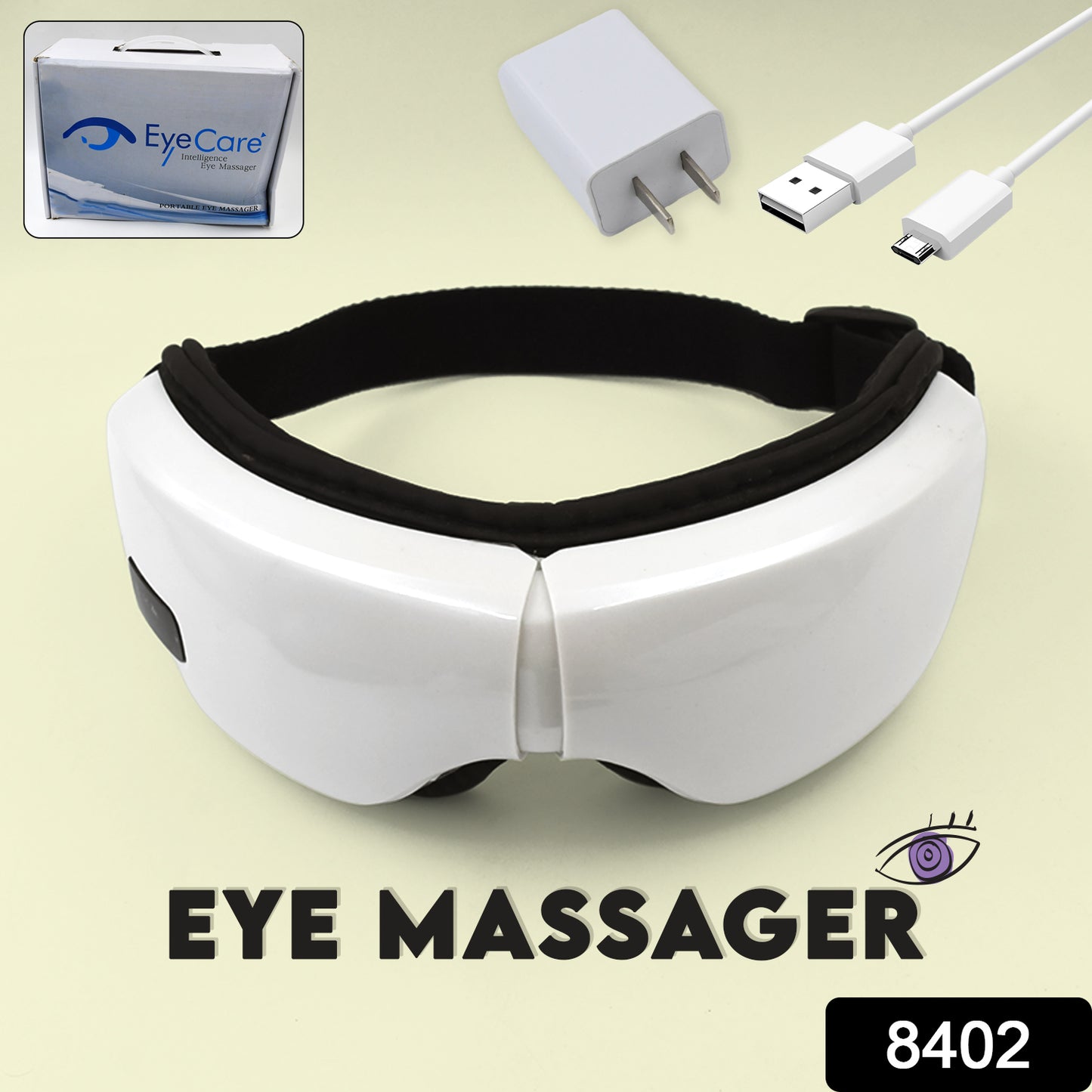 Electric Eye Massager With Adjustable Elastic Band (1 Pc)
