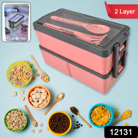 Plastic 3 Layer Leak Proof 3 Compartment Lunch Box For Office (1 Pc)