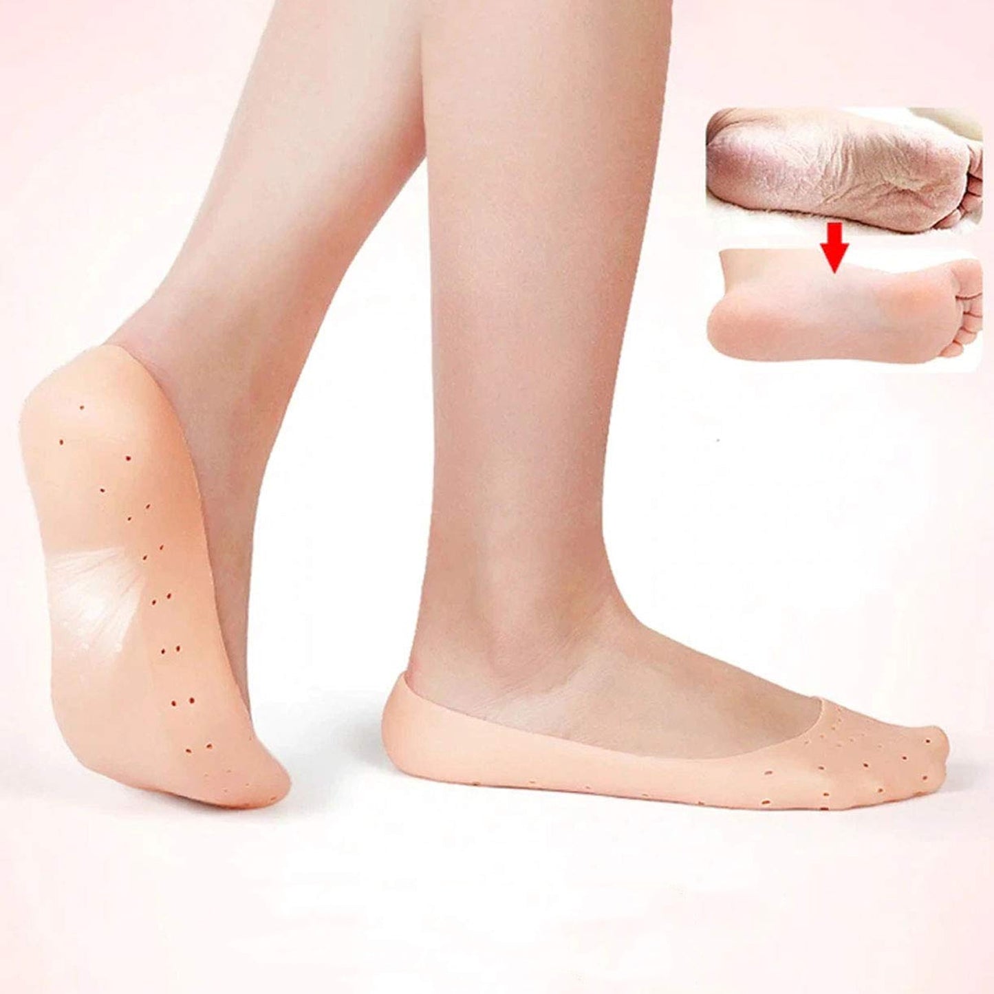 Anti-crack Full Length Silicone Foot Protector Moisturizing Socks (1 Pair Mix Size)