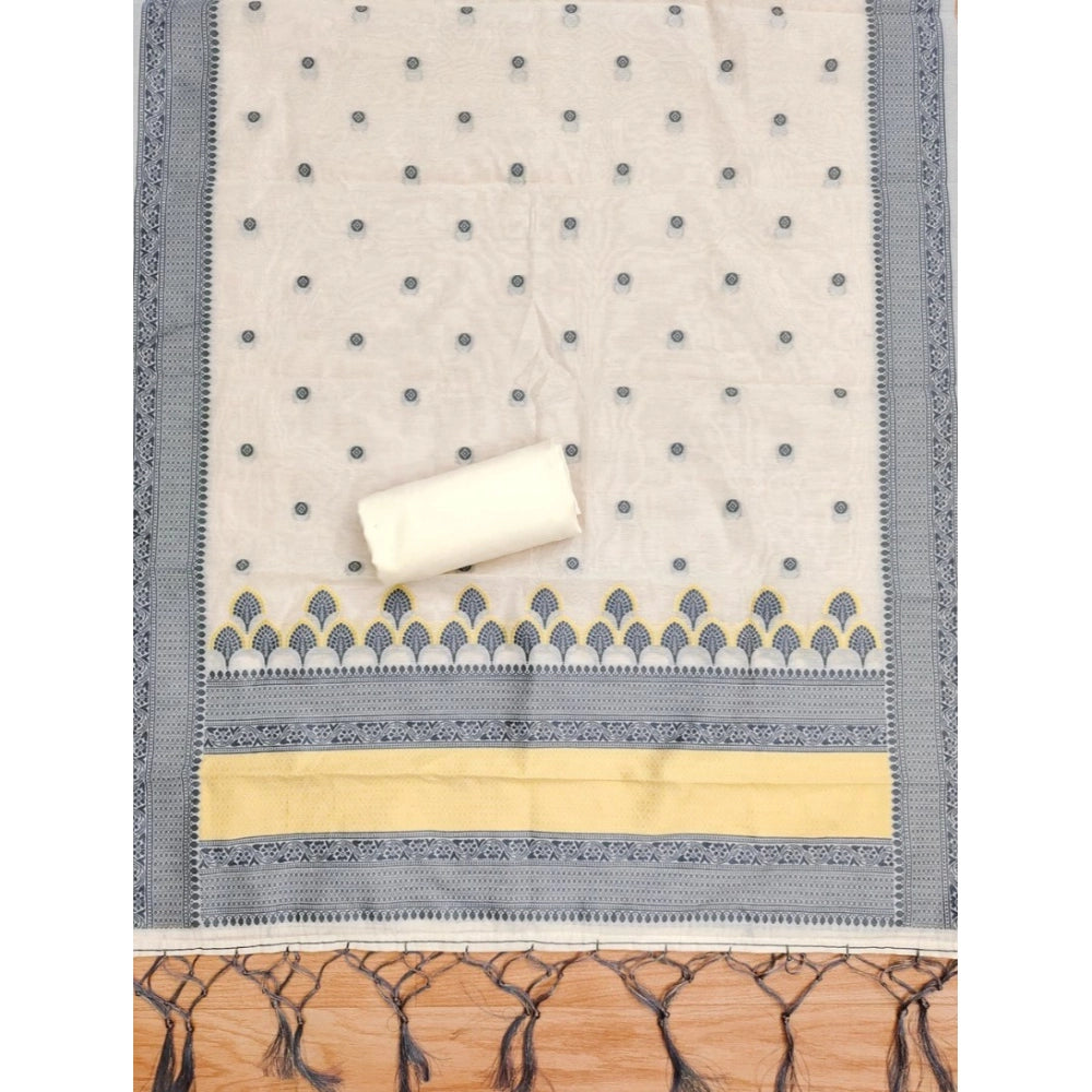 Women's Banarasi Silk Printed Unstitched Salwar Suit Material With Dupatta (Grey, 3Mtrs)