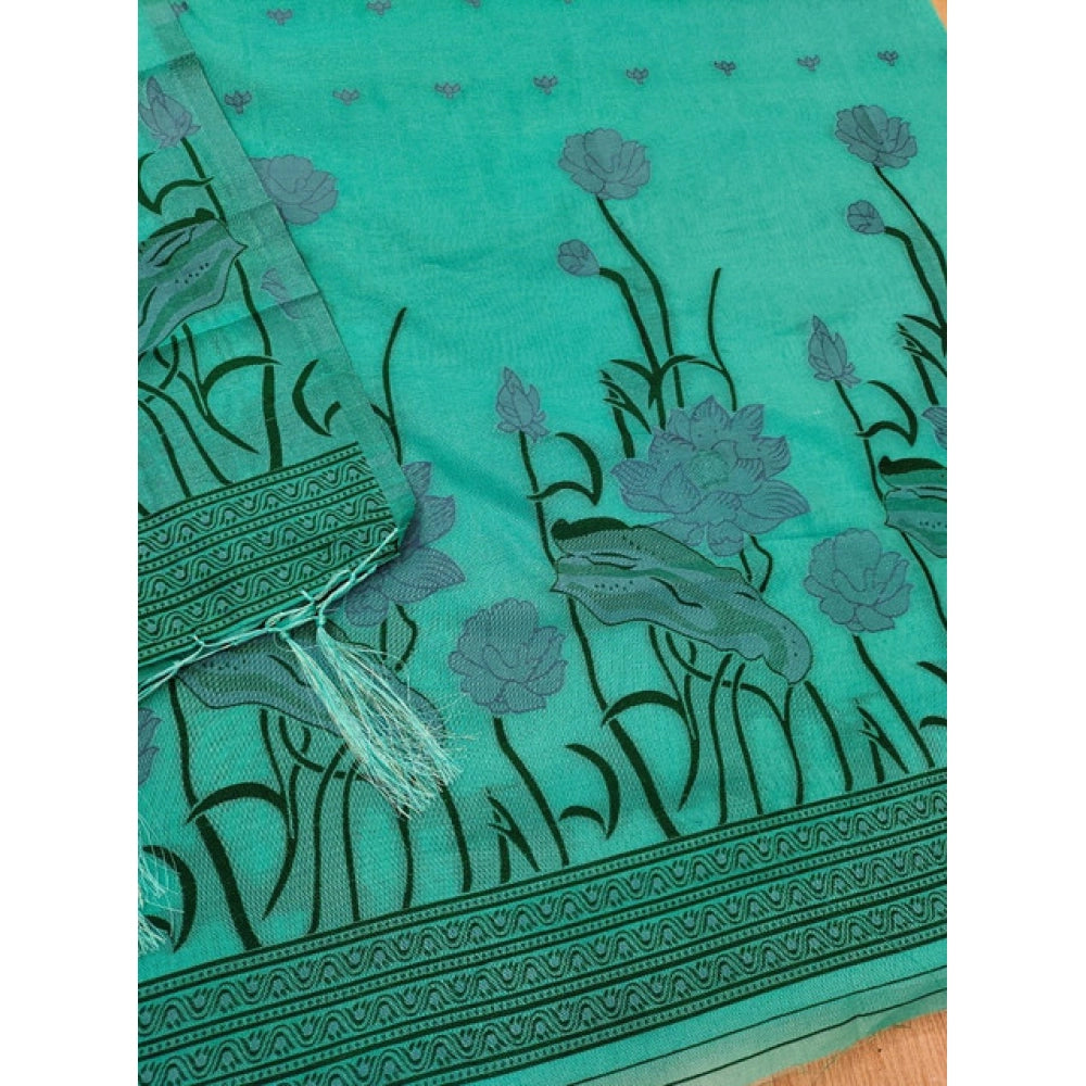 Women's Banarasi Silk Printed Unstitched Salwar Suit Material With Dupatta (sea Green, 3Mtrs)