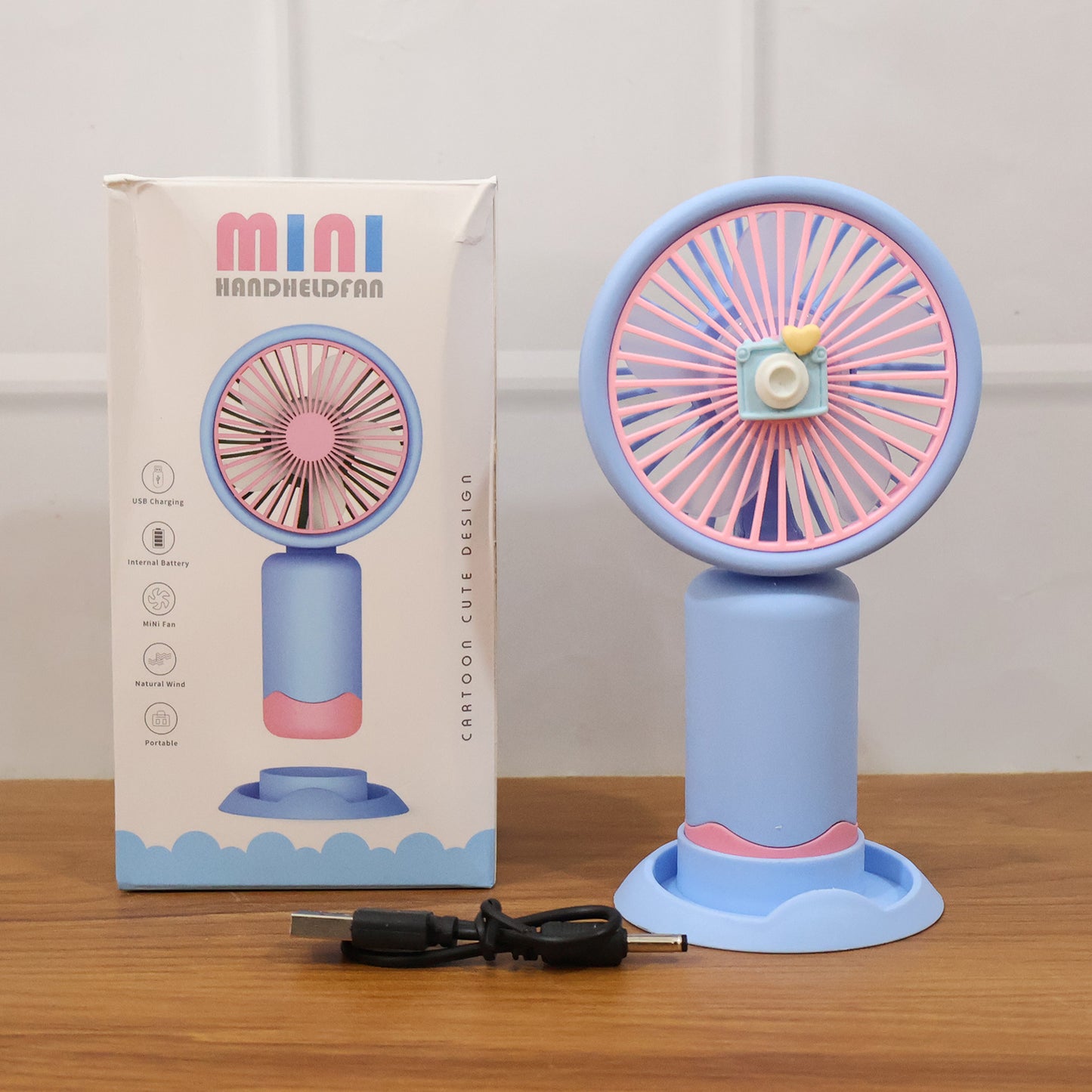 Dual-use Rechargeable Mini Handheld Table Fan (1 Pc)