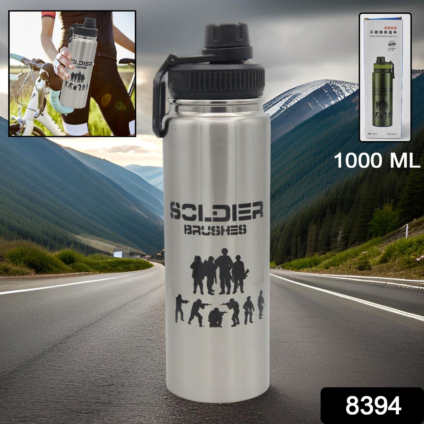 Vacuum Insulated Stainless Steel Bottle Stainless Steel (1000 Ml 1 Pc)