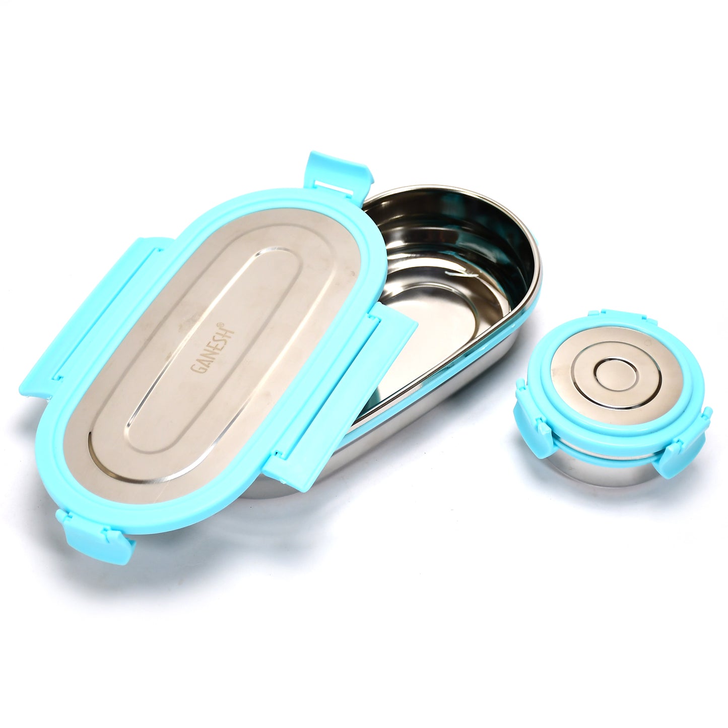8141 Ganesh Stainless Steel Lunch Box Small Container ( Set Of 2 Pcs )
