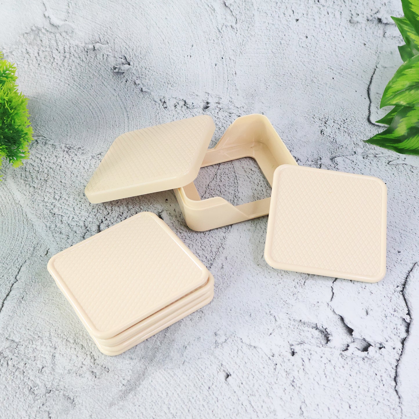 Ganesh Premium Square Coasters With Storage Box (6 Pc Set)