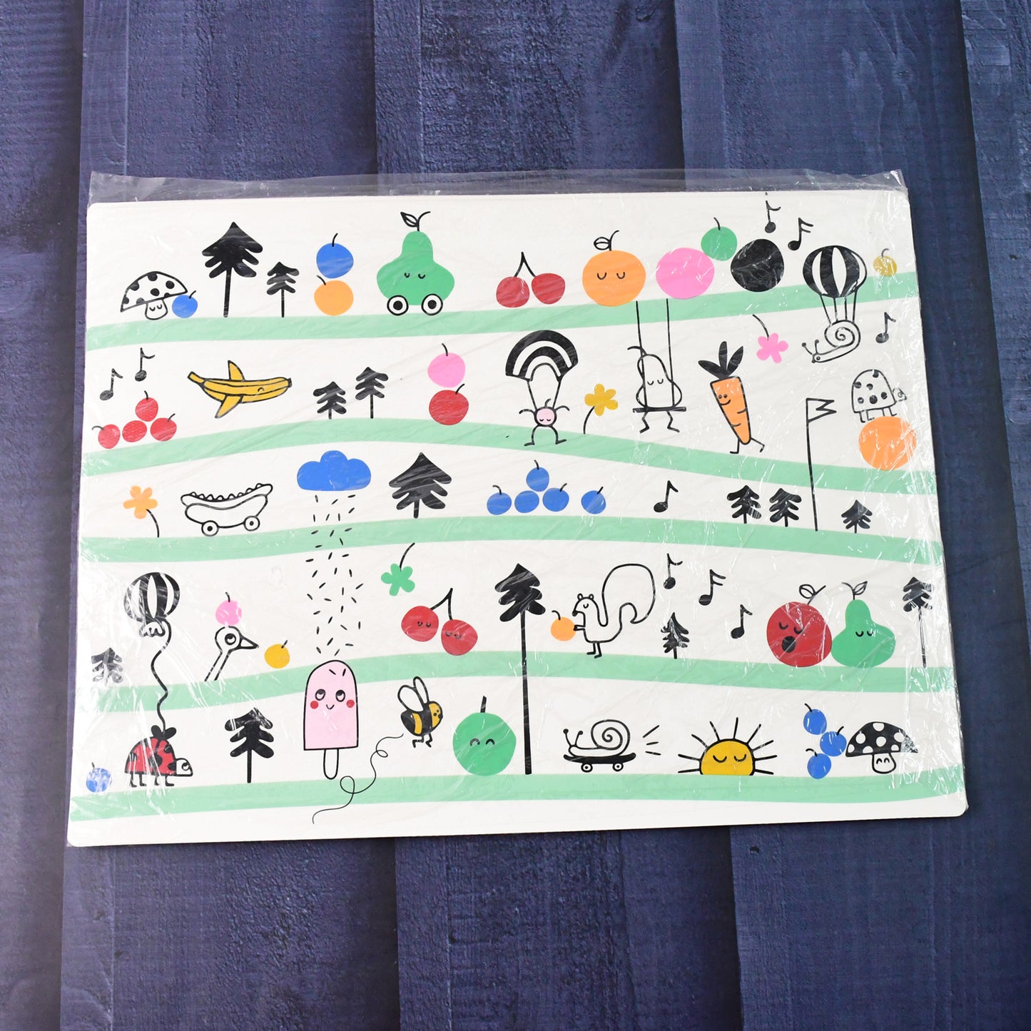 Colorful Cartoon Printed Dining Table Placemats For Kids (4 Pc 40x30 Cm)