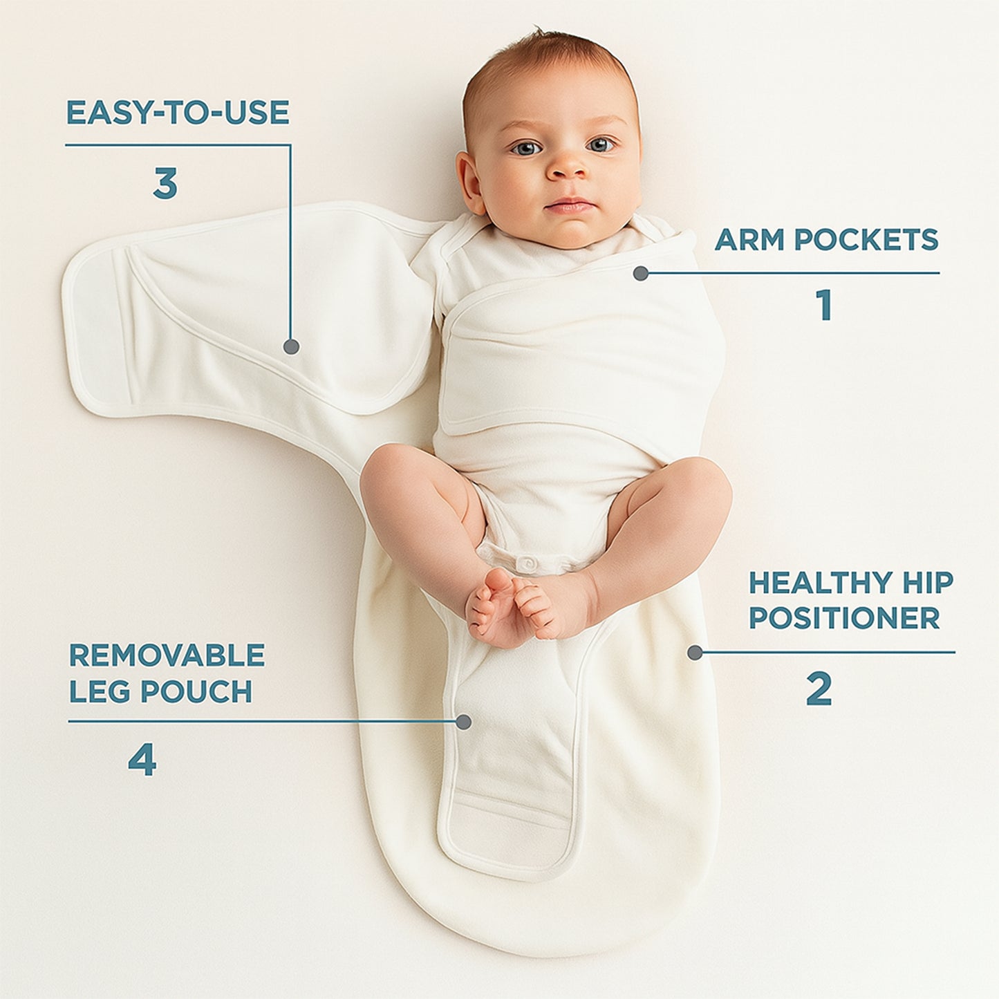 Soft Cotton Adjustable Baby Swaddle Wrap For Newborns (1 Pc)