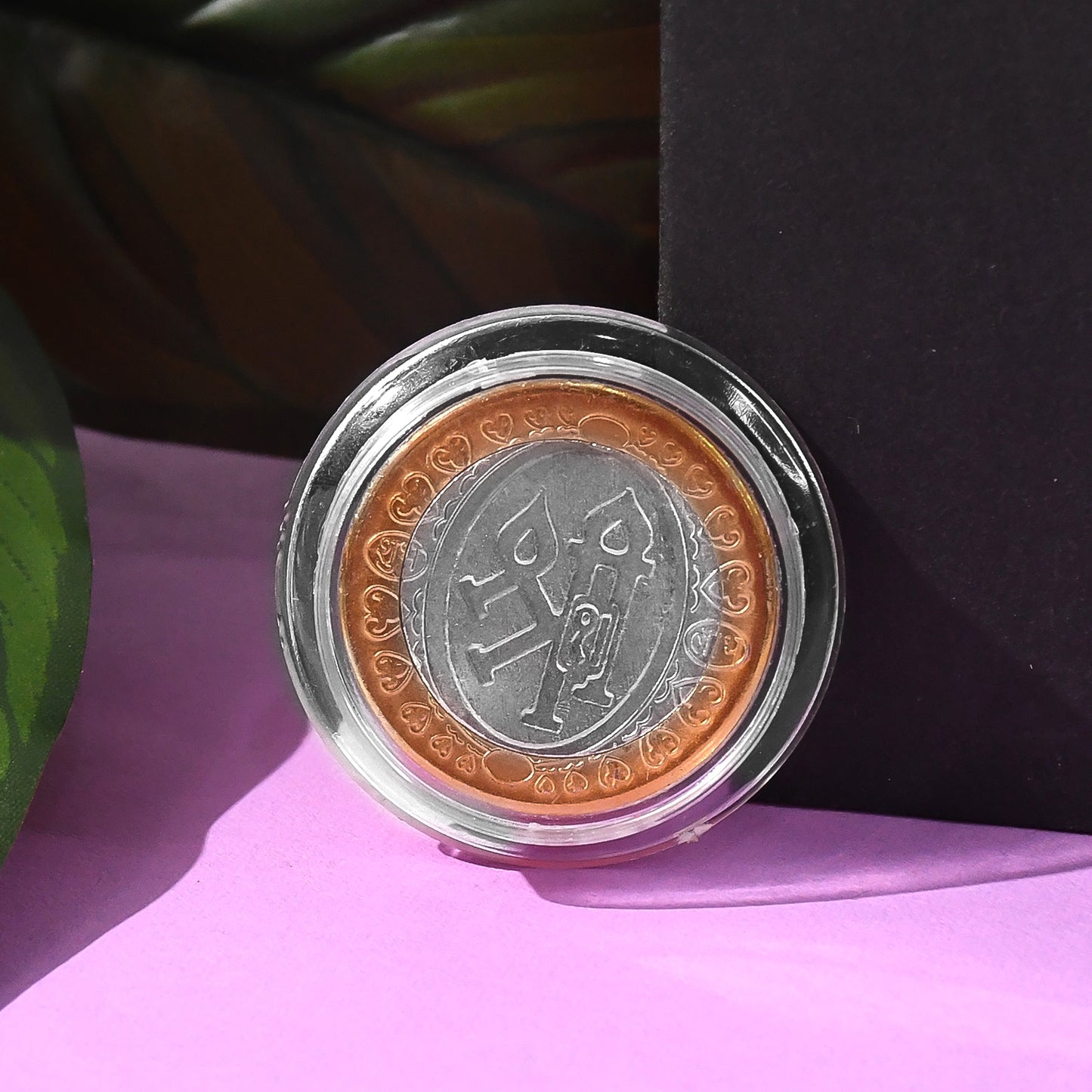 Premium Gold Silver Dual-tone Religious Coin With Lakshmi Ganesh Design