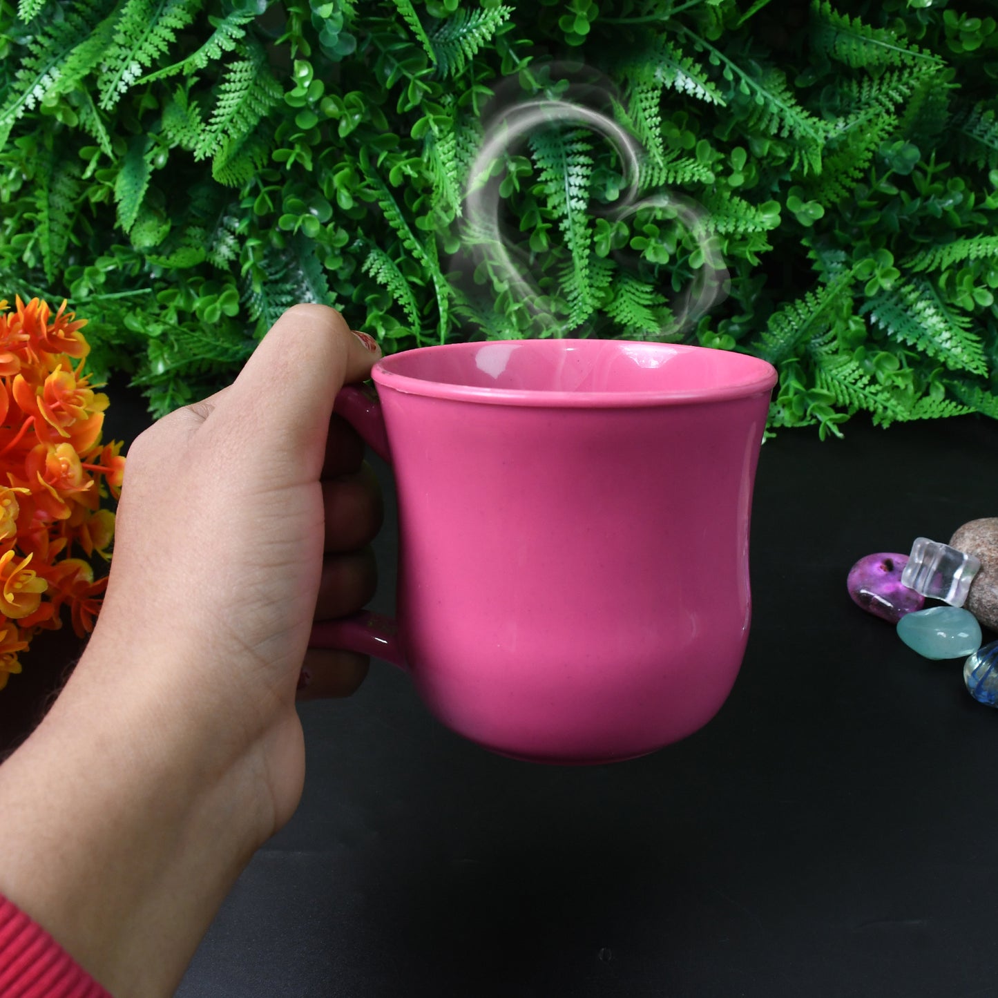 Premium Plastic Coffee Tea Cups Mug With Handle (1 Pc Loose Mix Color)
