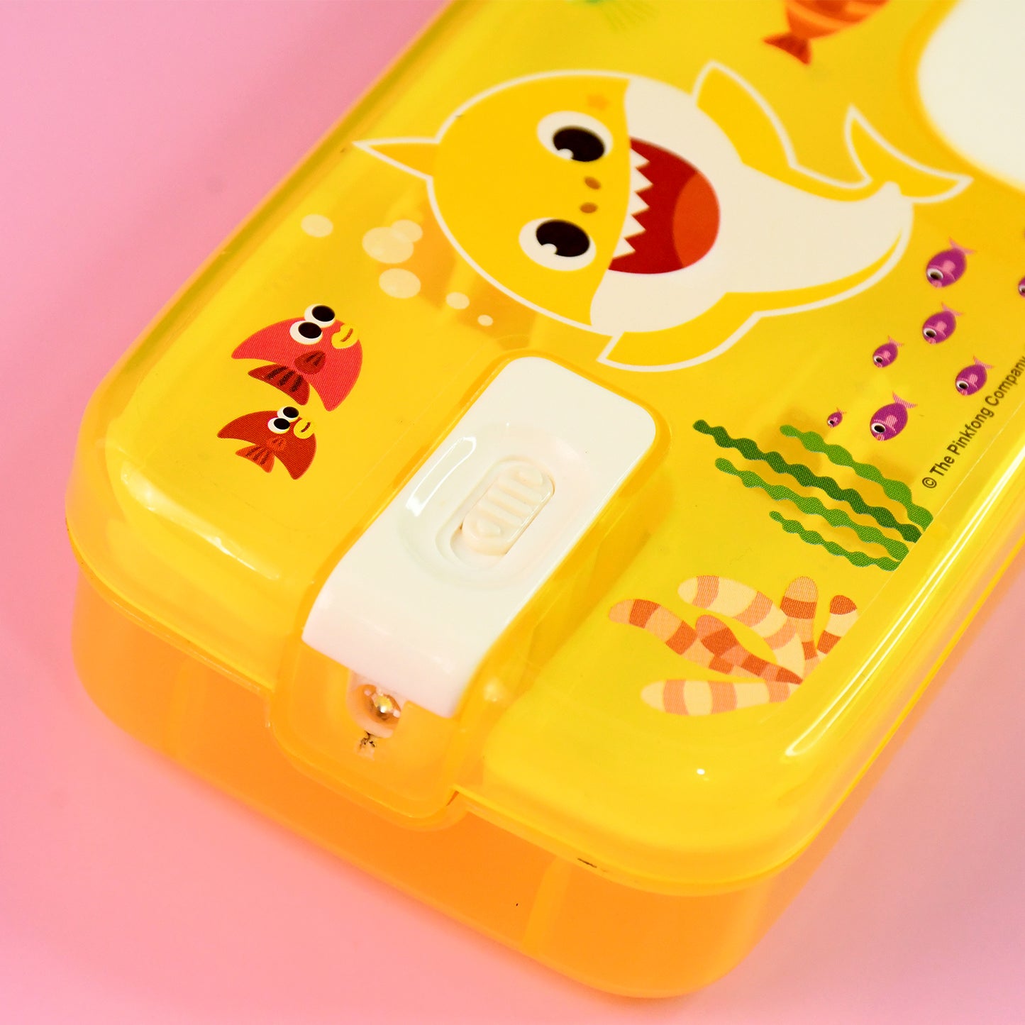 Plastic Pencil Box With Led Light Cartoon Print (1 Pc)
