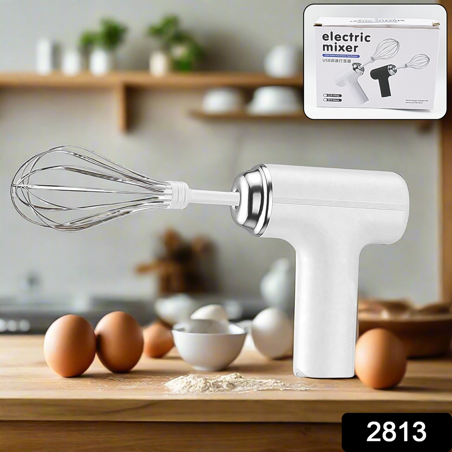 2813 Wireless Hand Mixer Charging Handheld 2pc Portable Whisk Mini High Power Beater Baking Hand Held Mixer Portable Kitchen Blender.