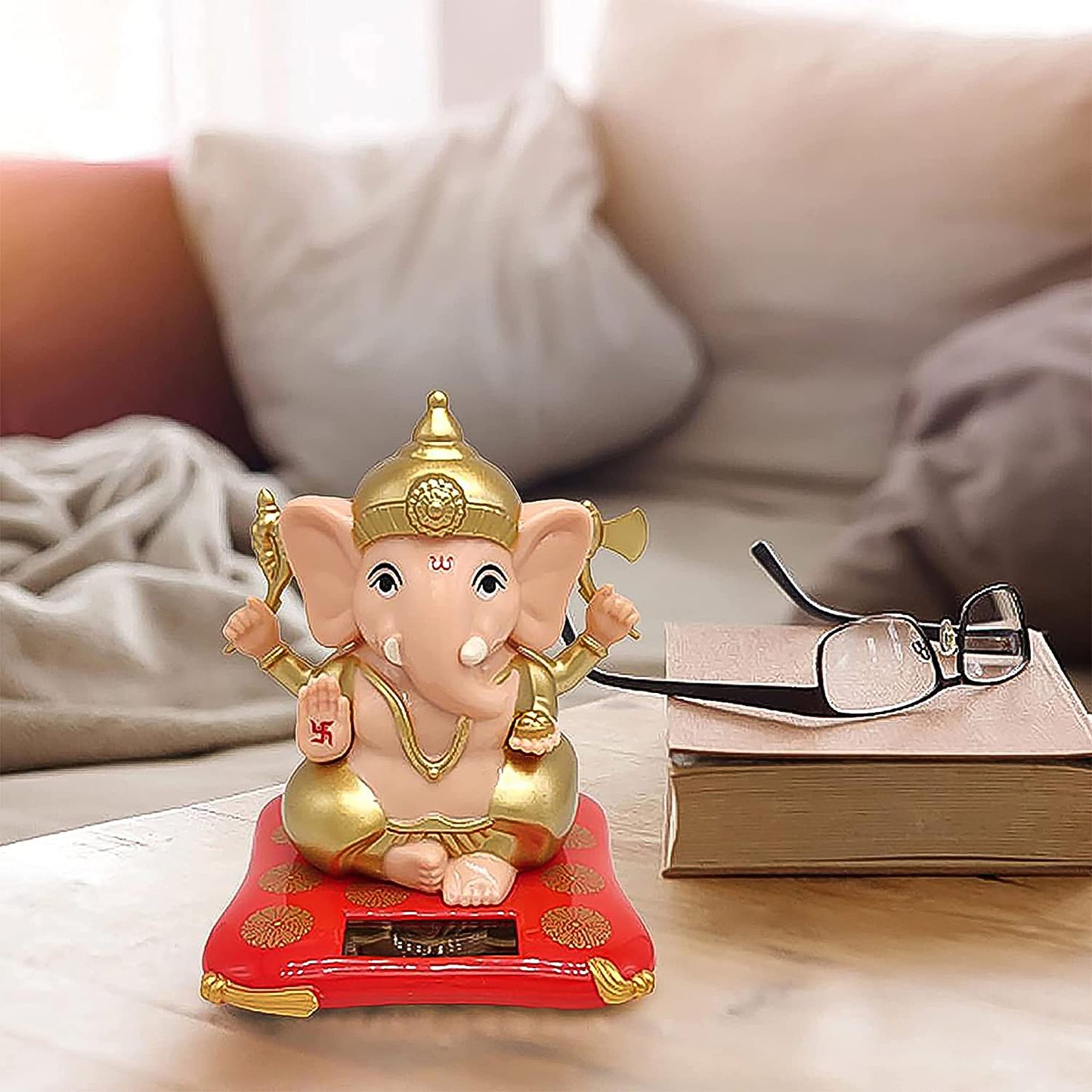 Solar-powered Dancing Ganesha Idol Decorative Lord Ganpati Showpiece With Movement