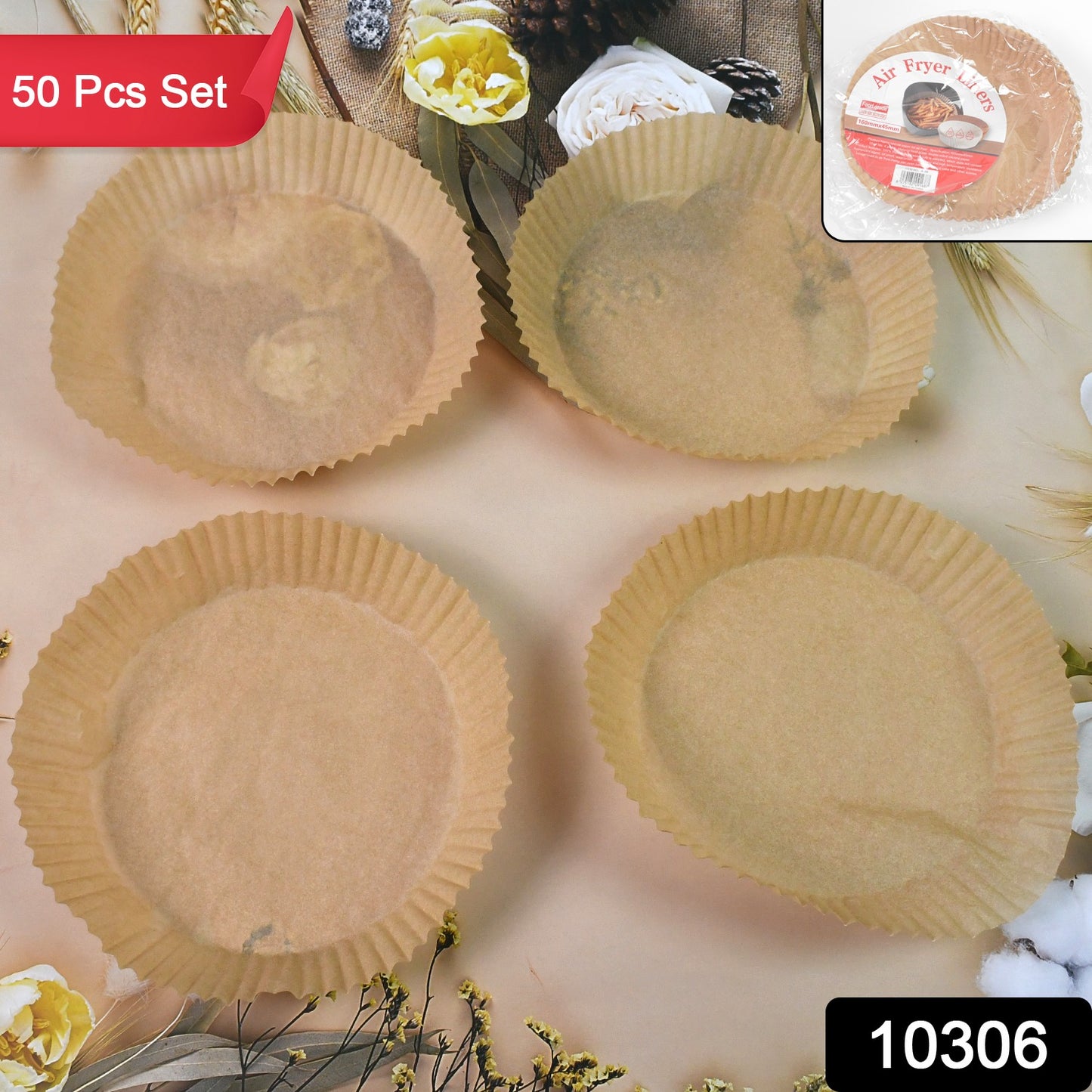 Round Air Fryer Disposable Paper Liner (50 Pcs Set 160mmx45mm)