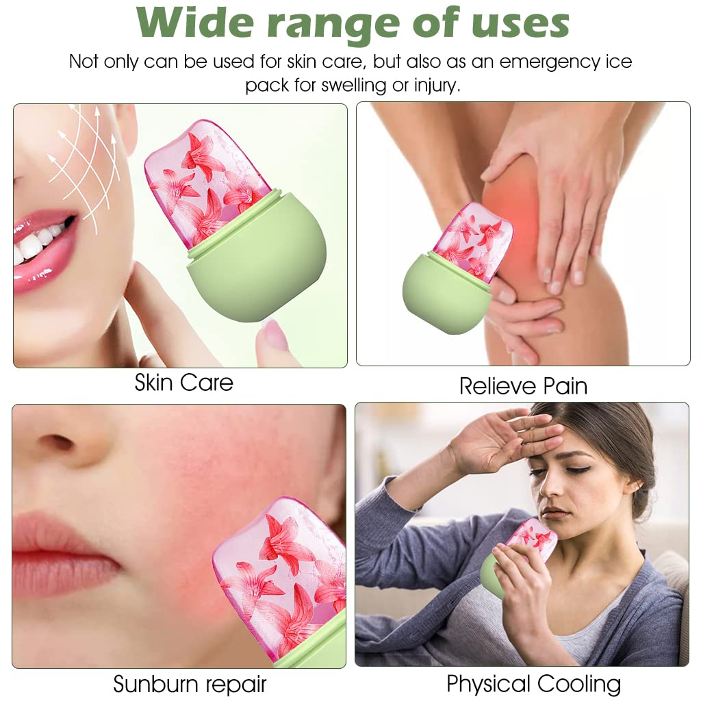 7234 Ice Roller For Face Massage Eye Anti-leak Silicone Ice Face Roller Ice Mould With Cleansing Brush Ice Facial Roller For Eliminate Edema Calm Skin Shrink Pore Women Skin Care