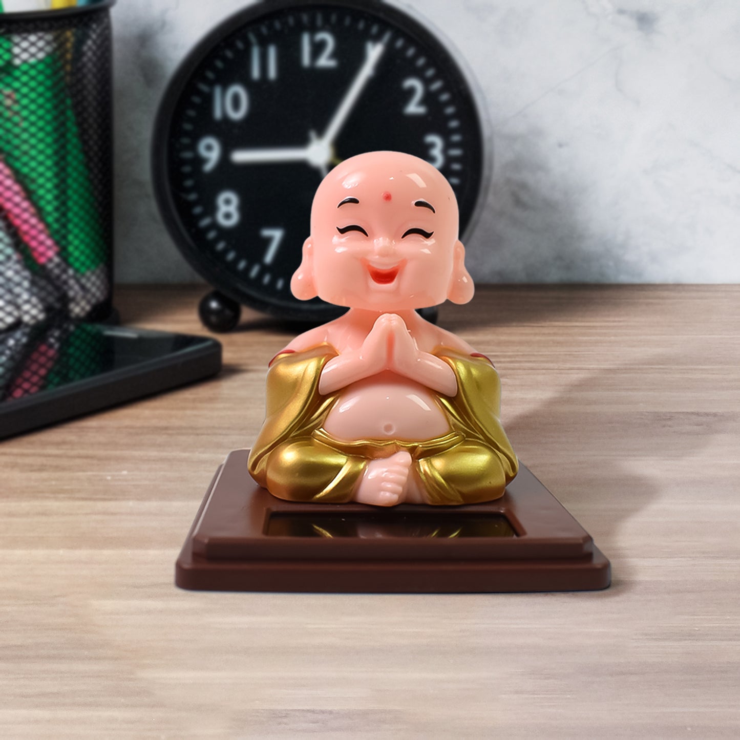 Solar Power Moving Head Buddha Statue Car Ornament (1 Pc Mix Color)