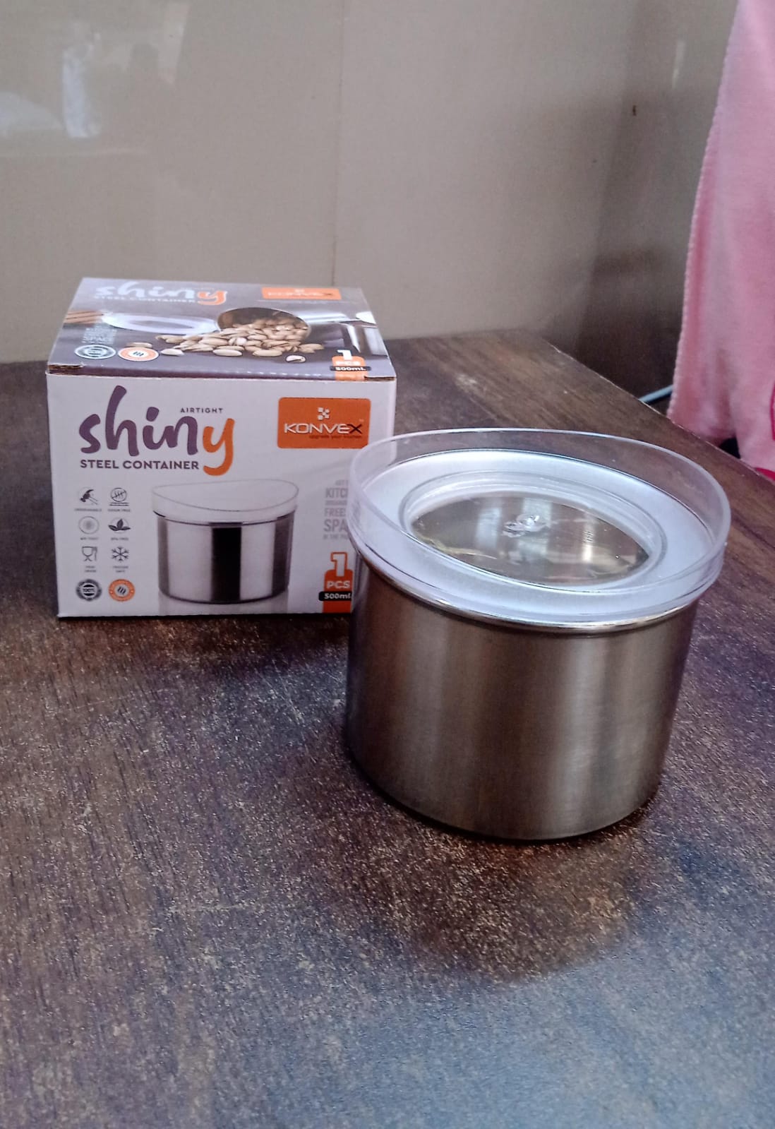 Multipurpose Stainless Steel Airtight Containers With See Through Lid (1 Pc 500 Ml)