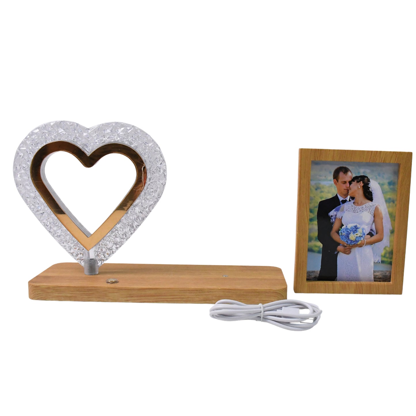 Heart Shape Cystal Led Lamp Photo Frame Night Lamp Wedding Gift Love Couple